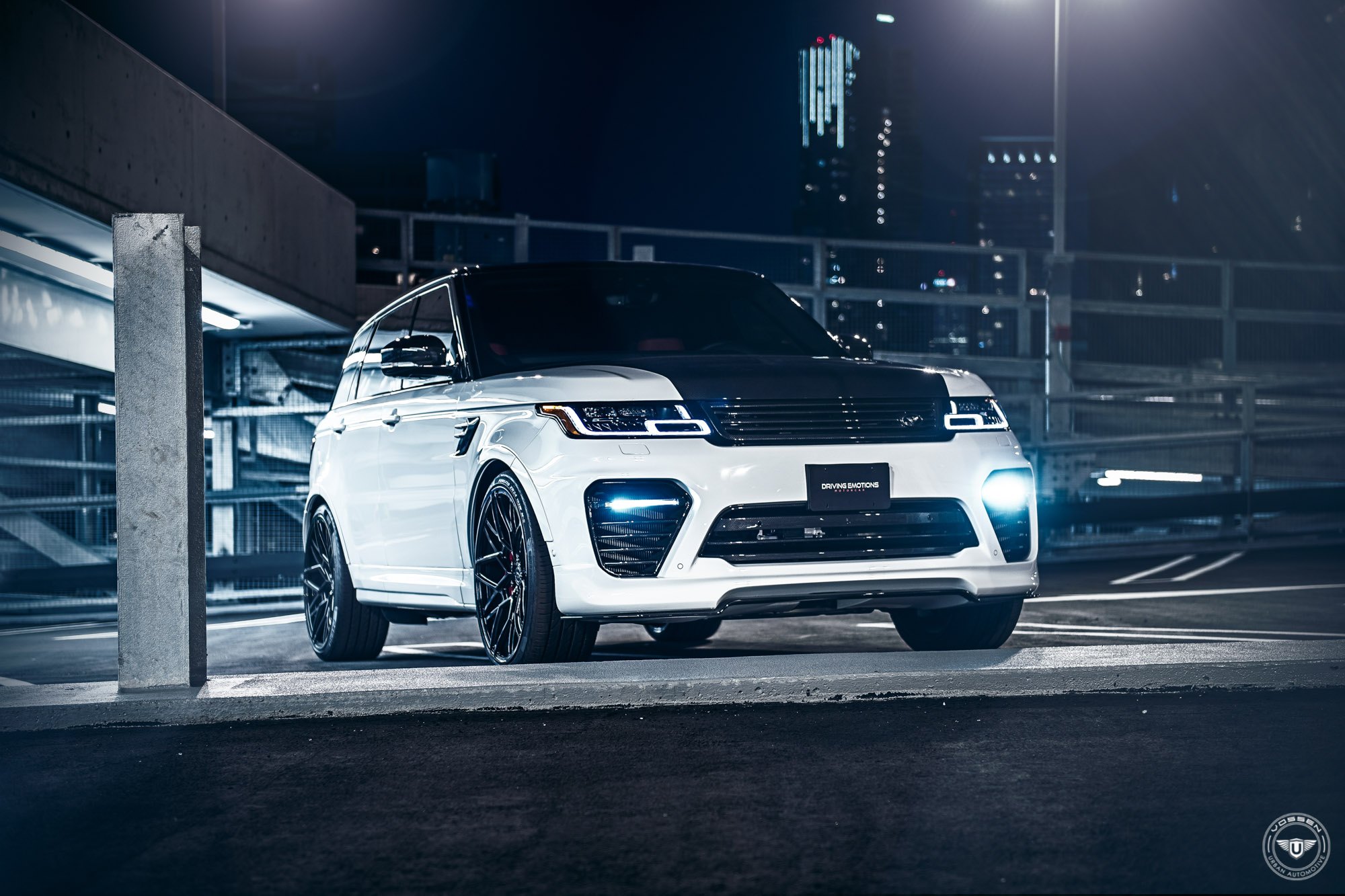 White Range Rover Sport with Aftermarket Front Bumper - Photo by Vossen