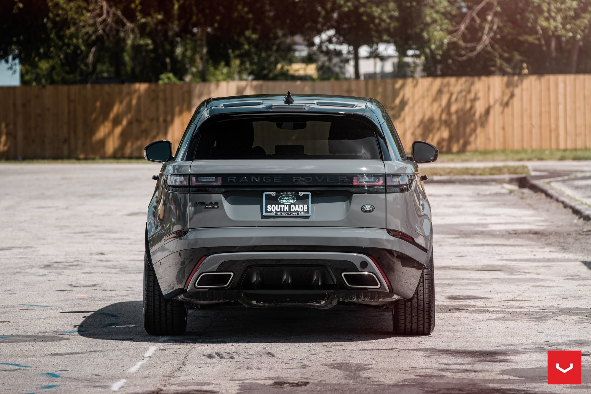 Gray Range Rover Velar with Red Smoke LED Taillights - Photo by Vossen