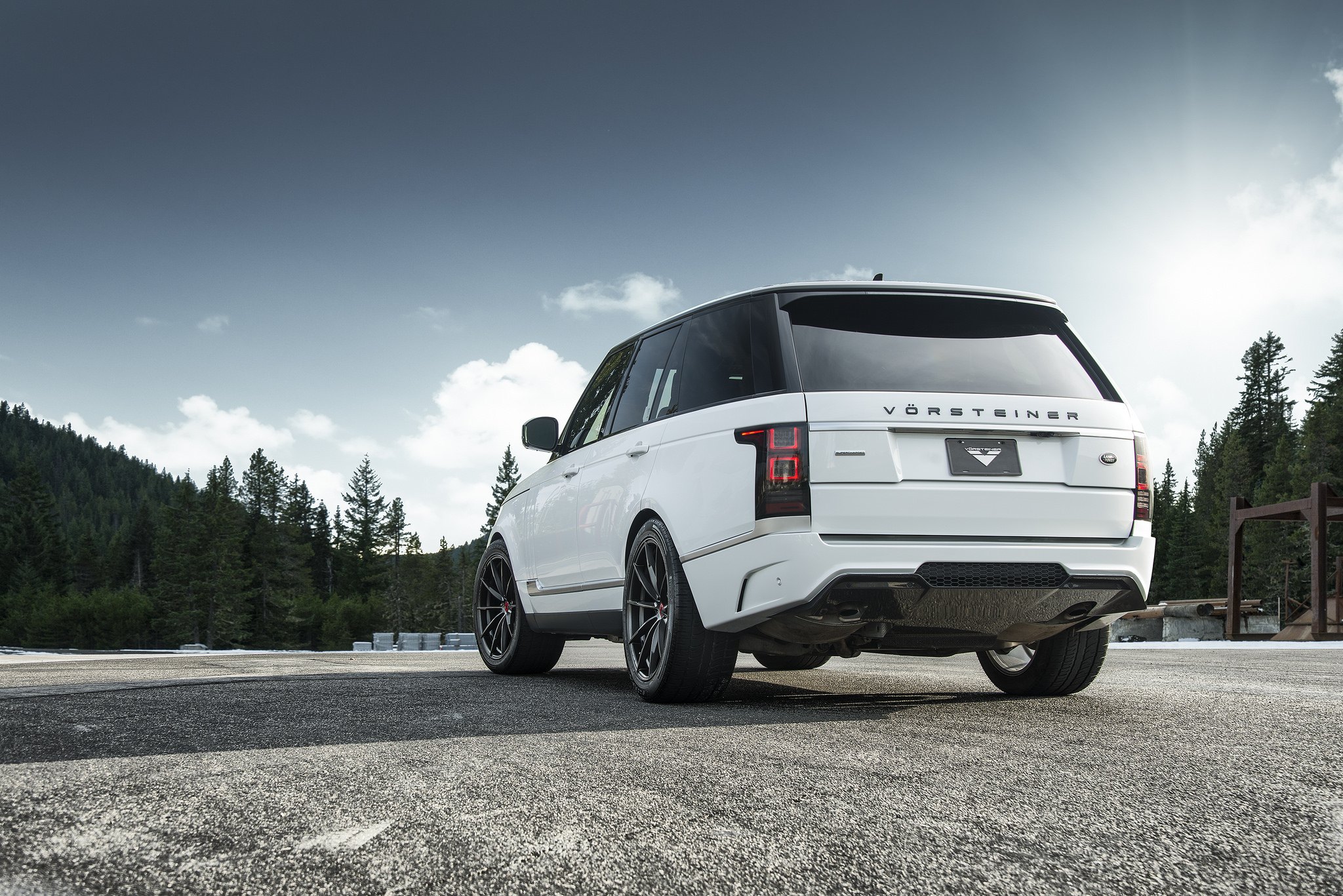 White Range Rover with Custom Rear Diffuser - Photo by Vorsteiner