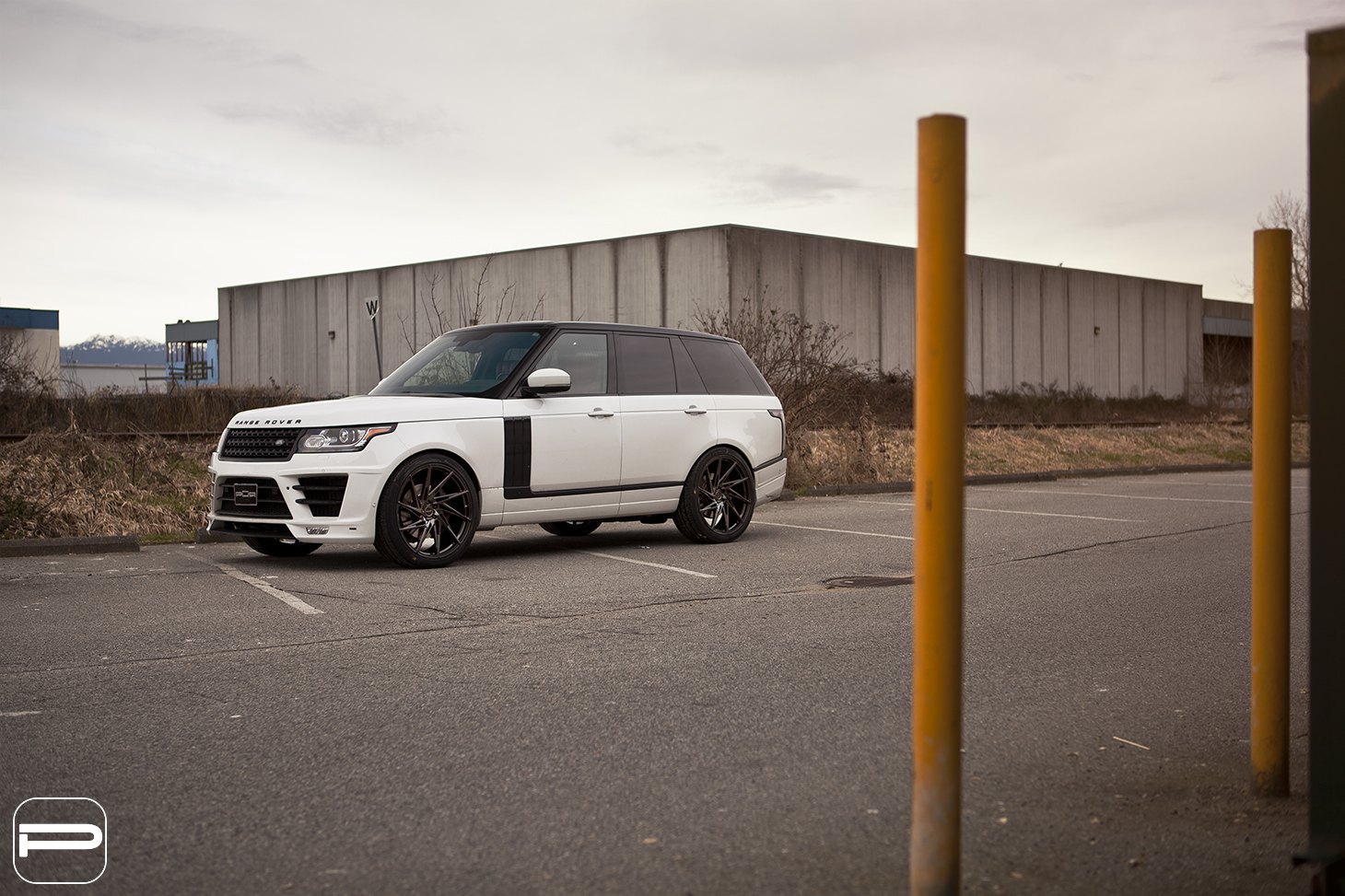 White Range Rover with Custom Projector Headlights - Photo by PUR Wheels