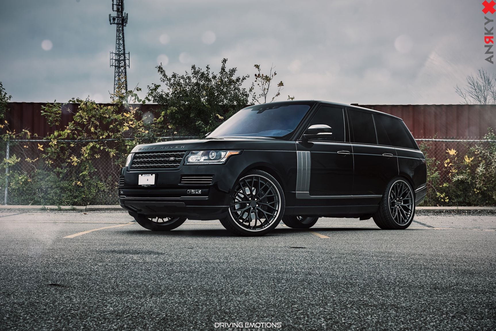 Front Bumper with Fog Lights on Black Range Rover - Photo by Anrky Wheels