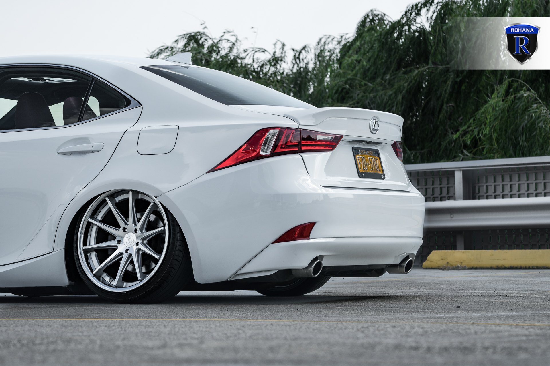 Red LED Taillights on White Stanced Lexus IS - Photo by Rohana Wheels