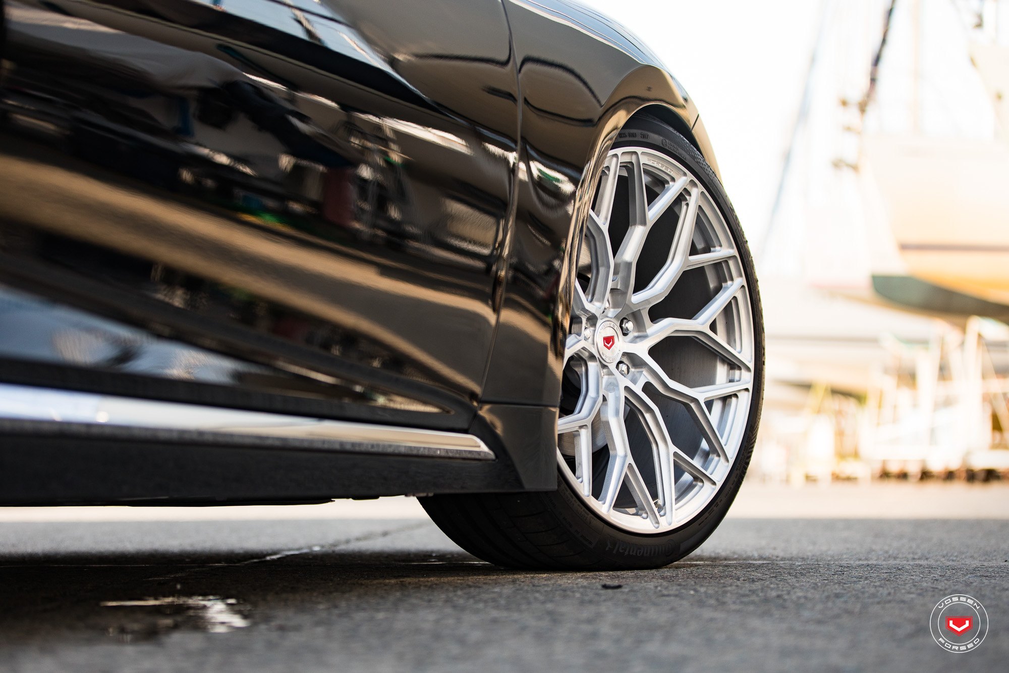 Chrome Forged Vossen Rims on Black Lexus LS - Photo by Vossen Wheels