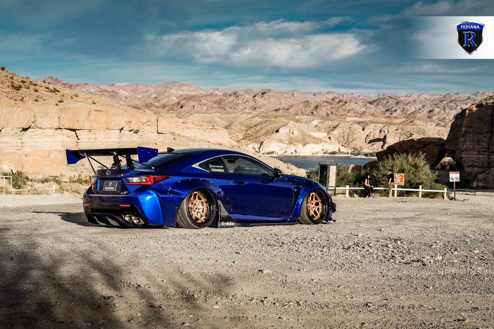 Blue Stanced Lexus RC with Red Clear Taillights - Photo by Rohana Wheels