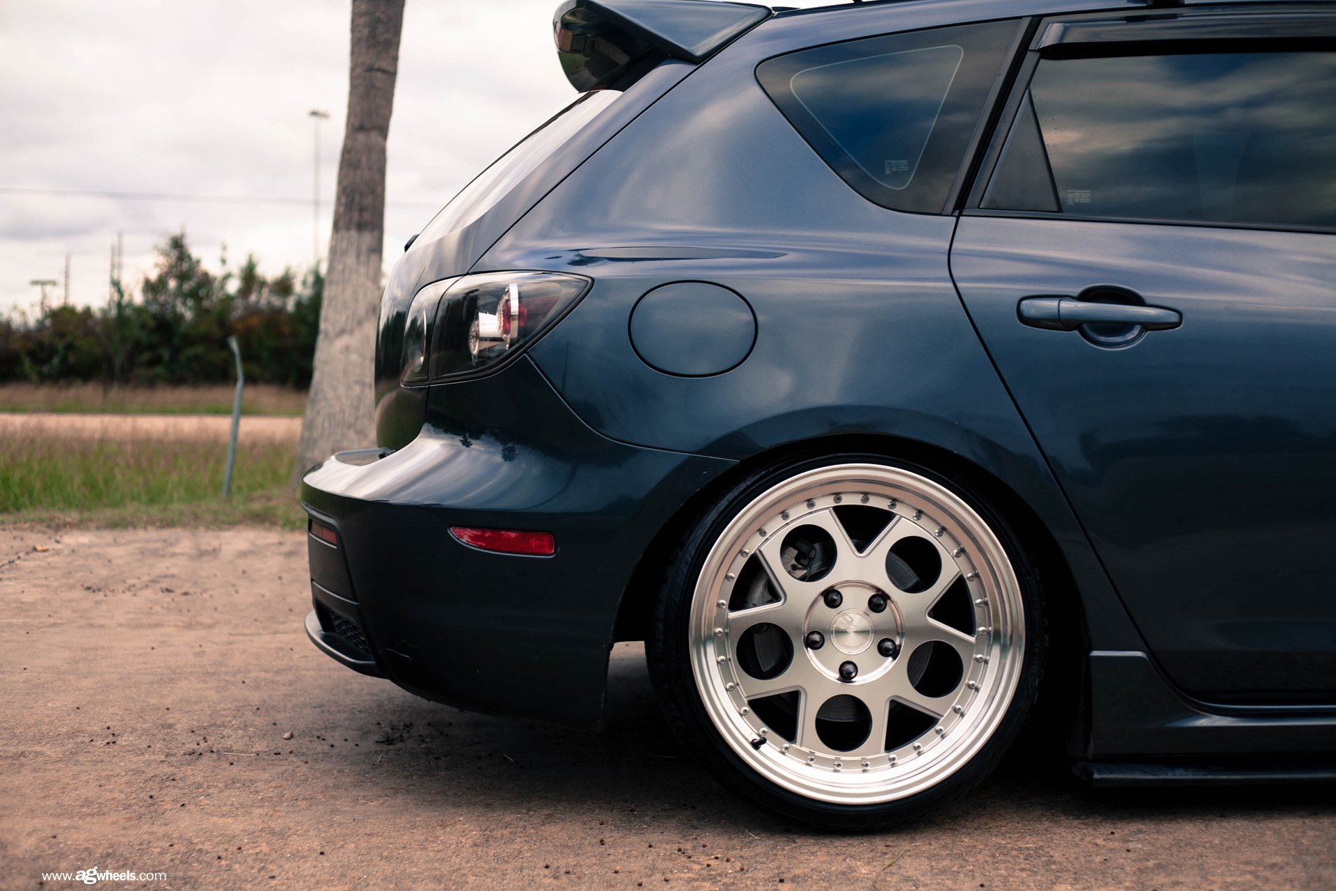 Polished Avant Garde Rims on Black Mazda 3 - Photo by Avant Garde Wheels