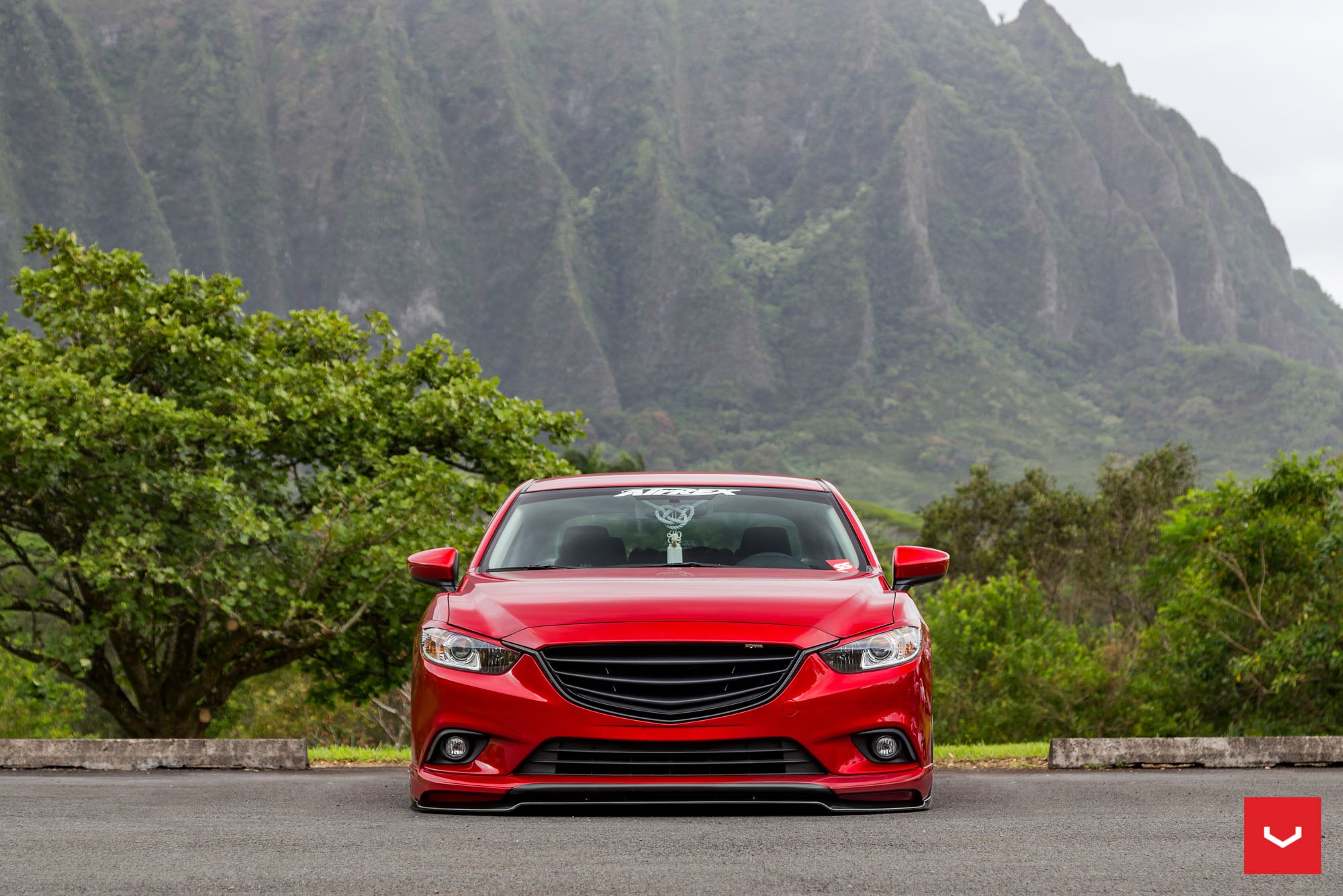 Blacked Out Billet Grille on Red Mazda 6 - Photo by Vossen