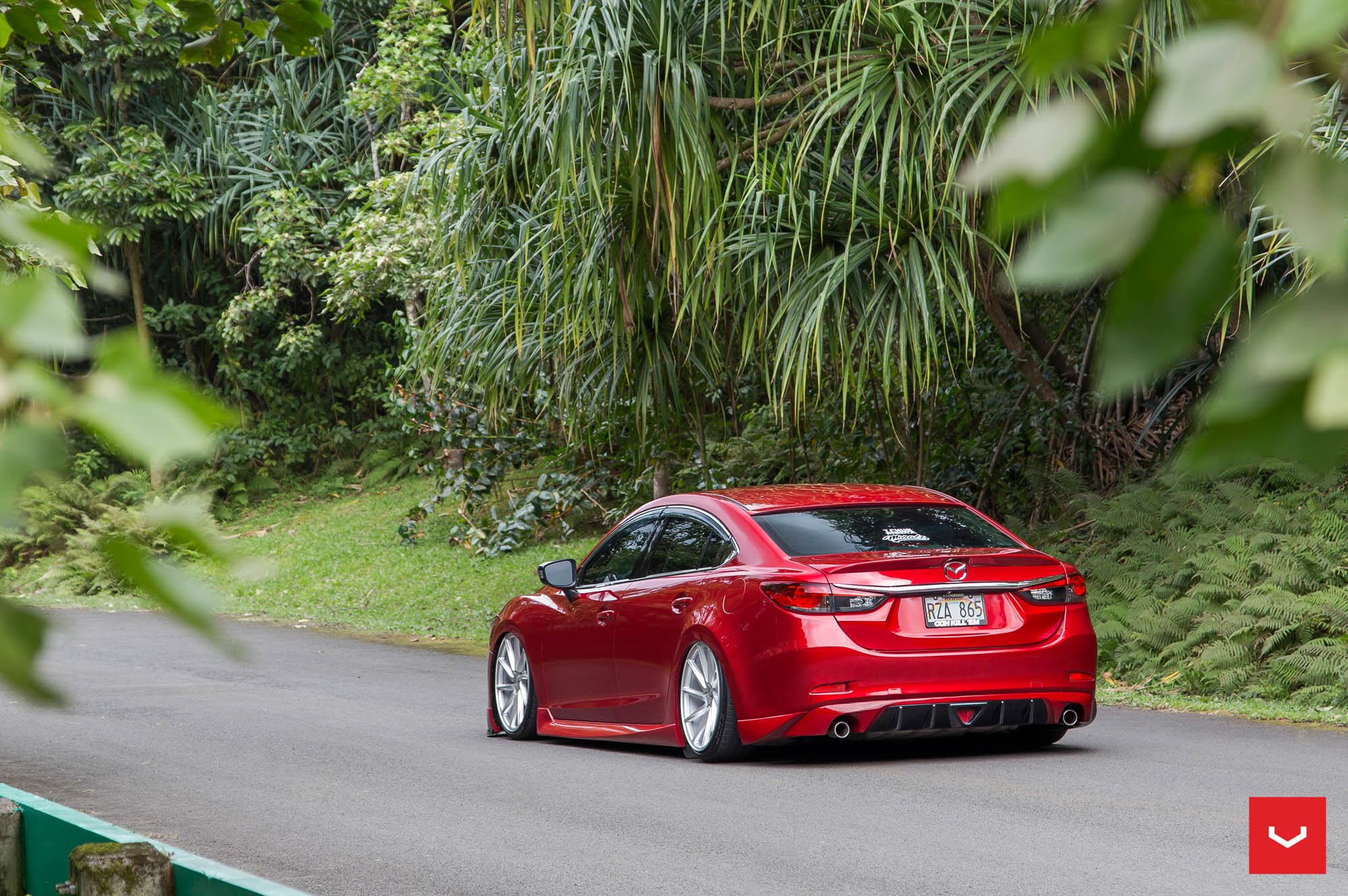 Red Lowered Mazda 6 with Custom Rear Diffuser - Photo by Vossen