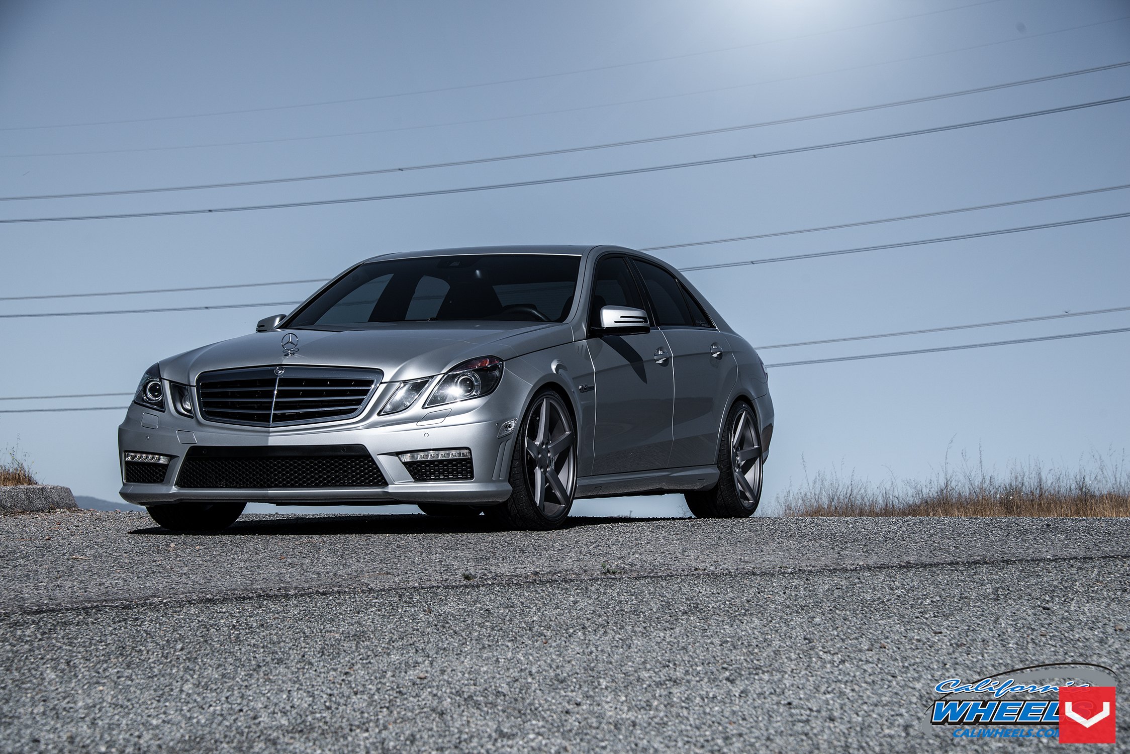 Silver Mercedes E Class with Custom LED Headlights - Photo by Vossen