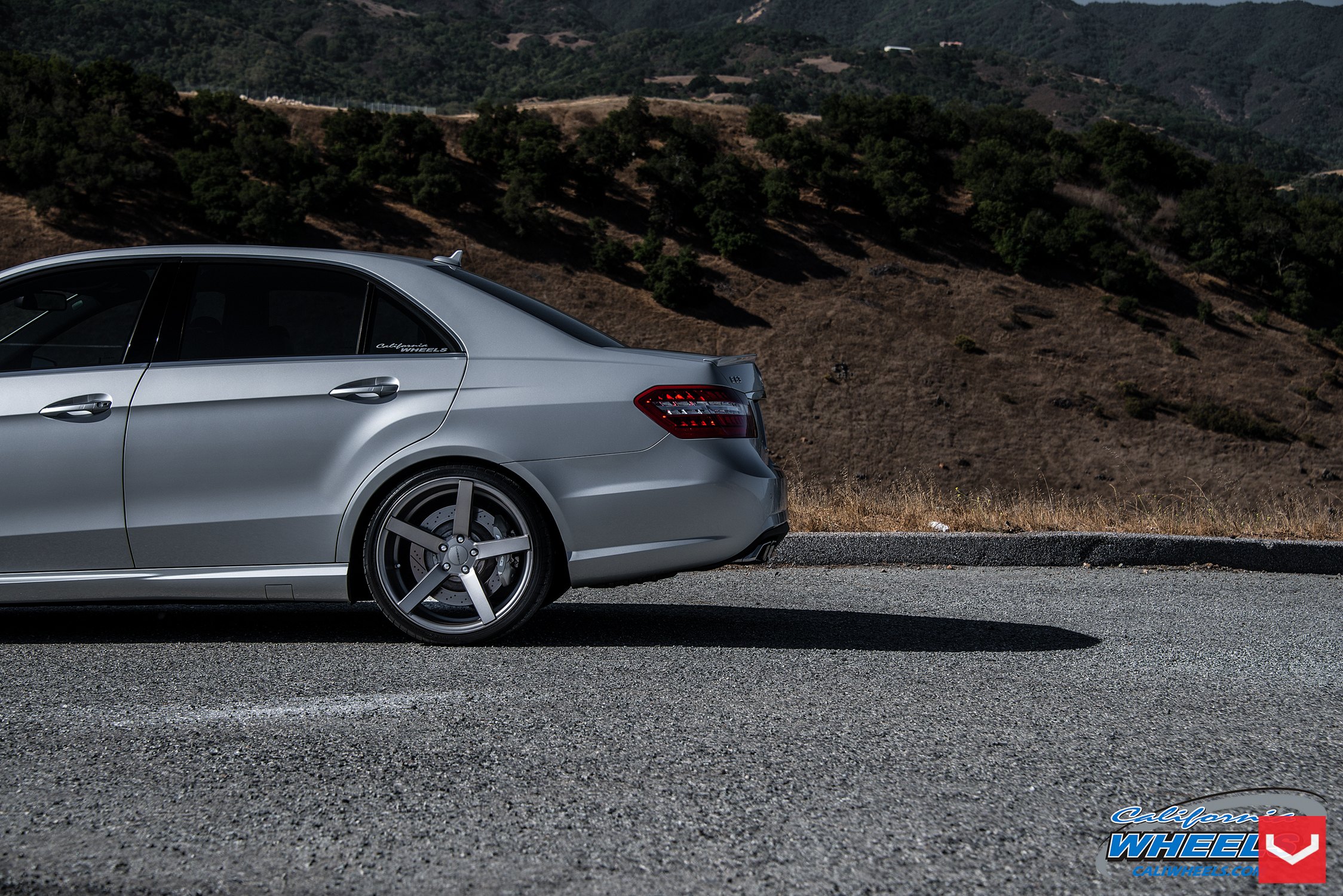 Red Clear LED Taillights on Silver Mercedes E Class - Photo by Vossen