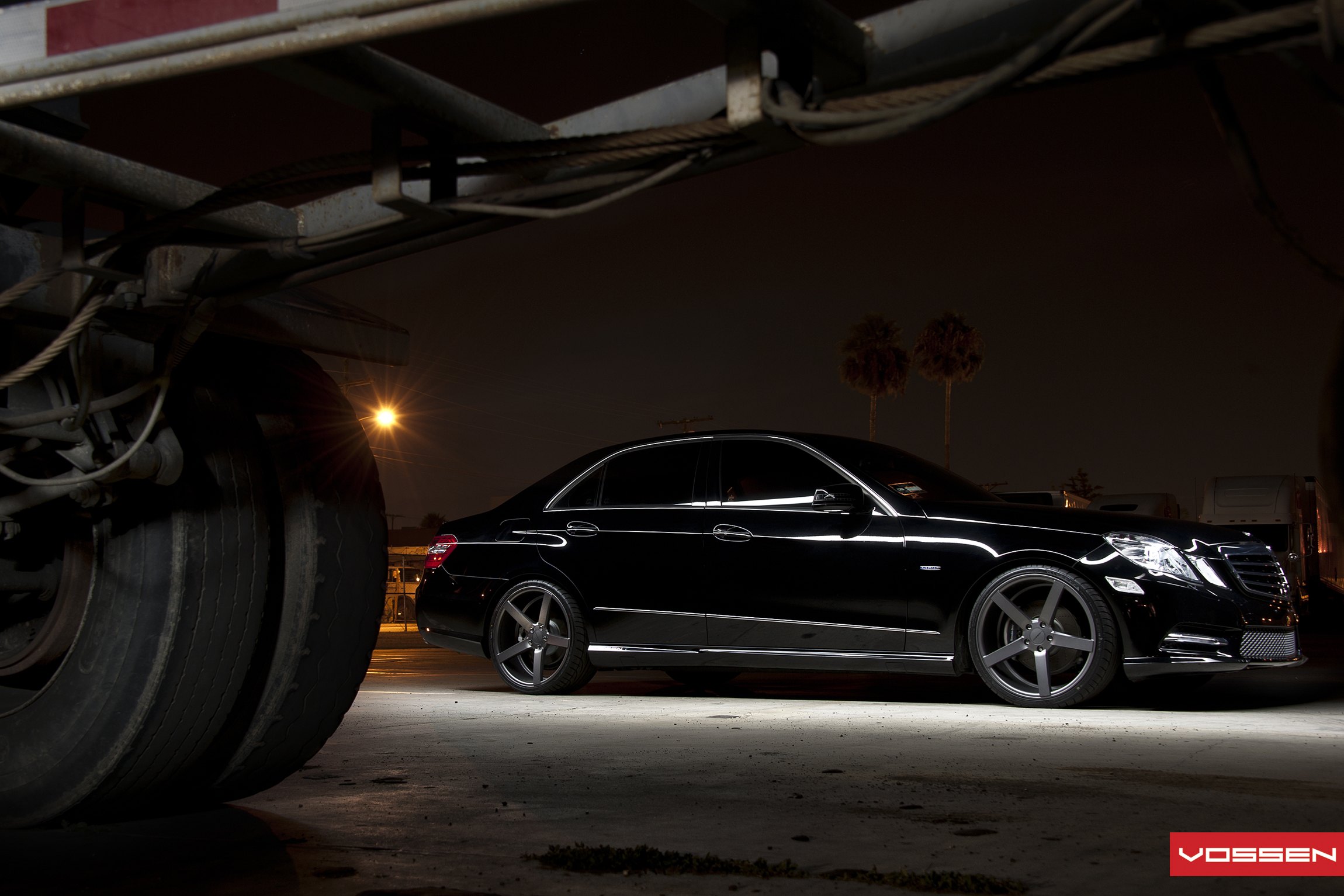 Black Mercedes E Class with Dark Smoke Vossen Rims - Photo by Vossen