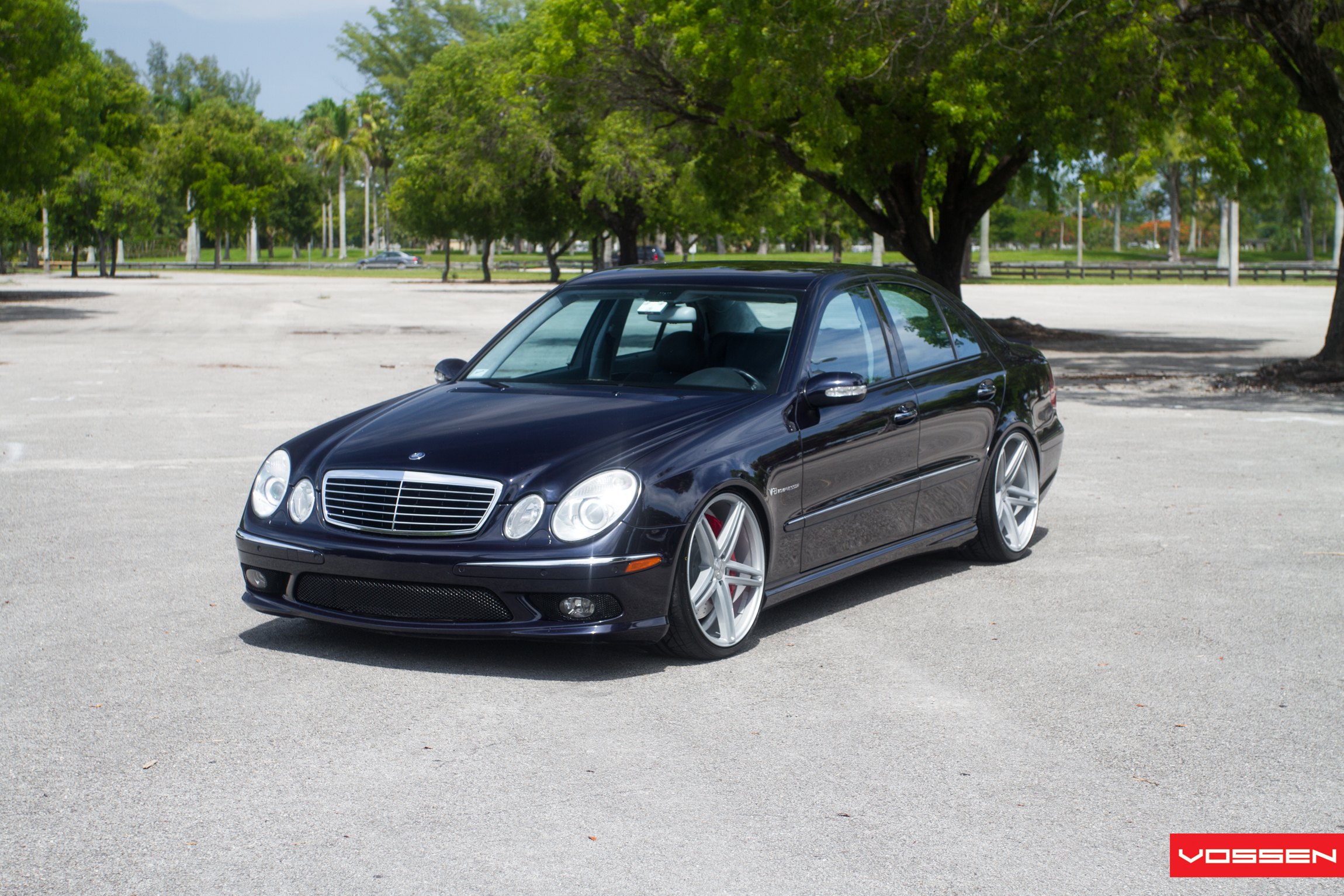 Black Mercedes E Class with Chrome Billet Grille - Photo by Vossen