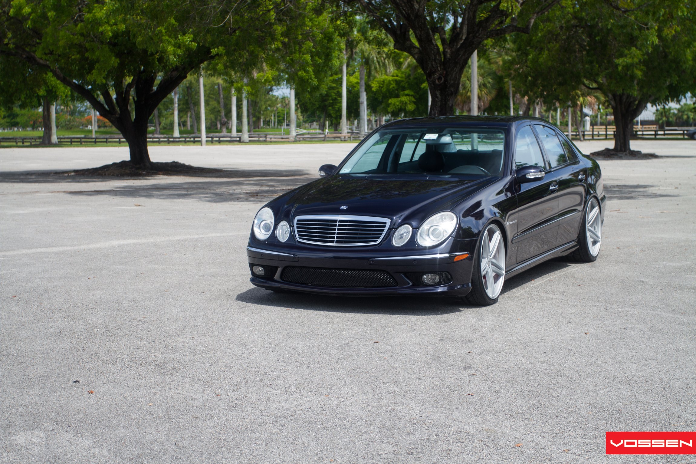 Black Mercedes E Class with Aftermarket Front Bumper - Photo by Vossen