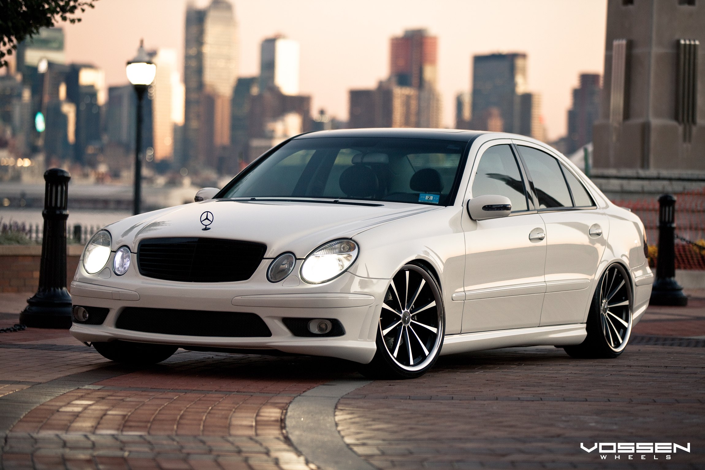 Aftermarket Front Bumper on White Mercedes E Class - Photo by Vossen