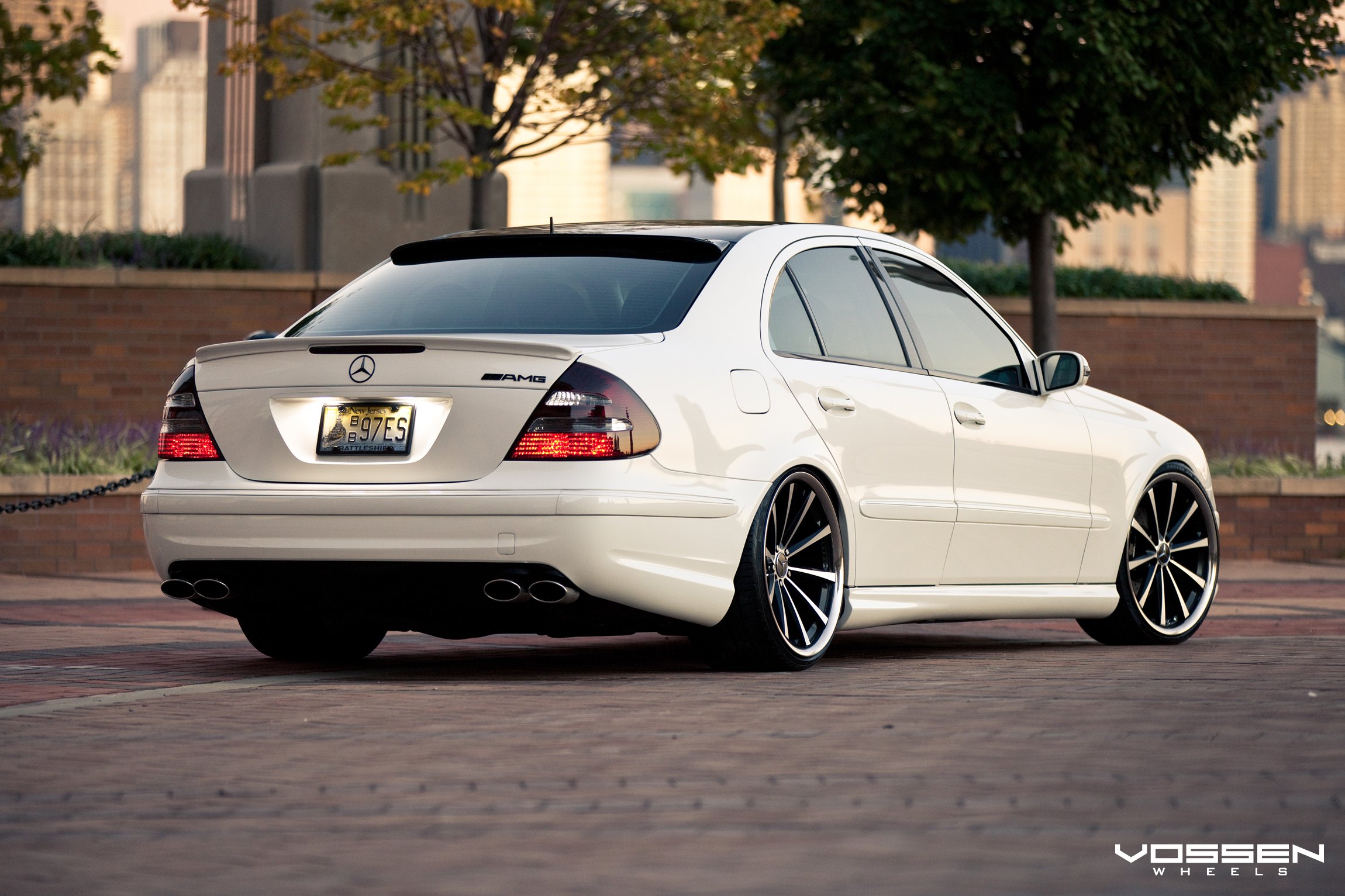 White Mercedes E Class with Roofline Spoiler - Photo by Vossen