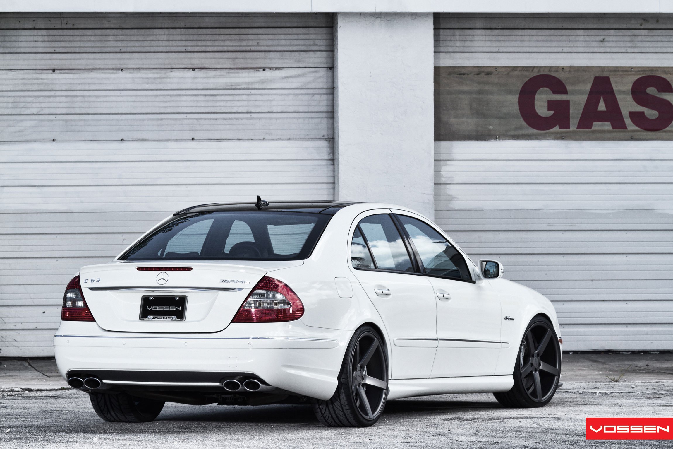 Red Clear LED Taillights on White Mercedes E Class - Photo by Vossen