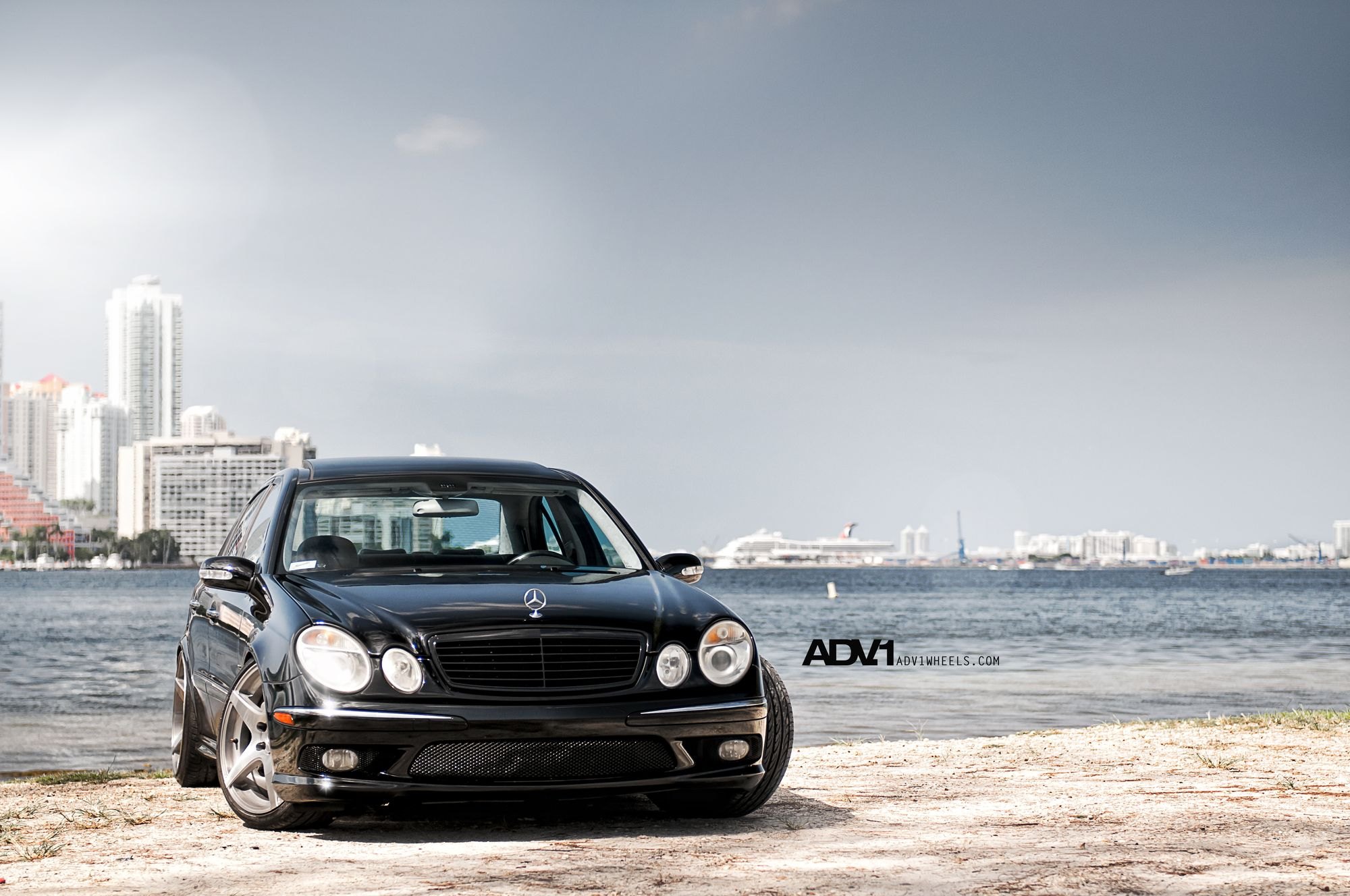 Lowered All-black Mercedes E55 Sedan - Photo by ADV.1