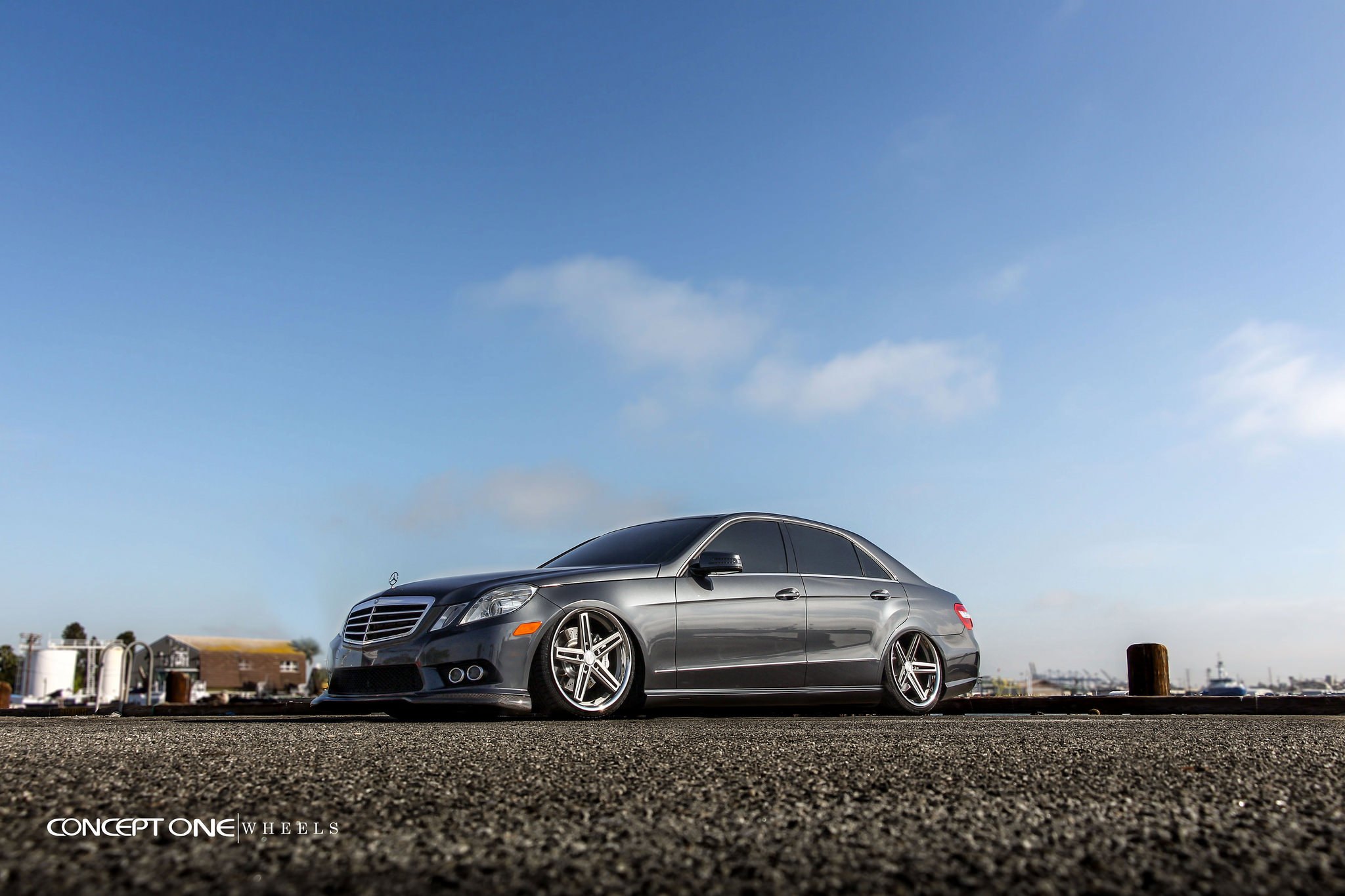Gray Mercedes E-Class with Polished Concept One Wheels - Photo by Concept One