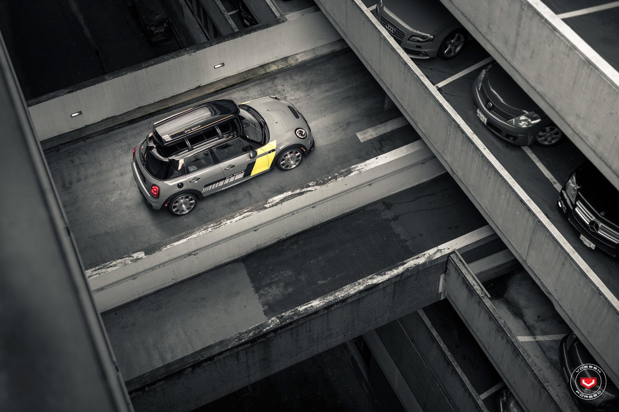 Custom Gray Mini Cooper S with Roof Rack - Photo by Vossen