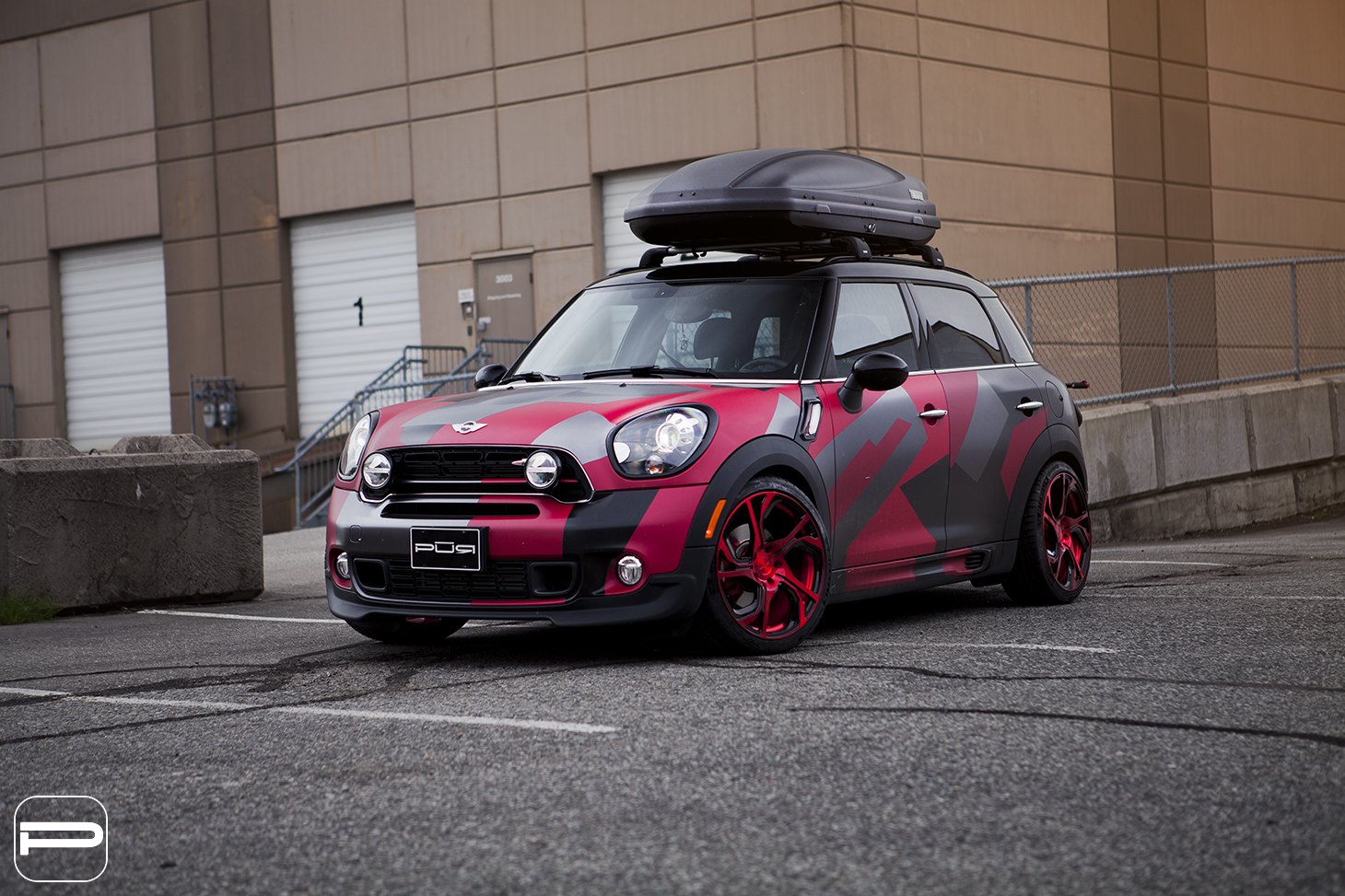 Custom Painted Mini Countryman with Roof Rack - Photo by PUR Wheels