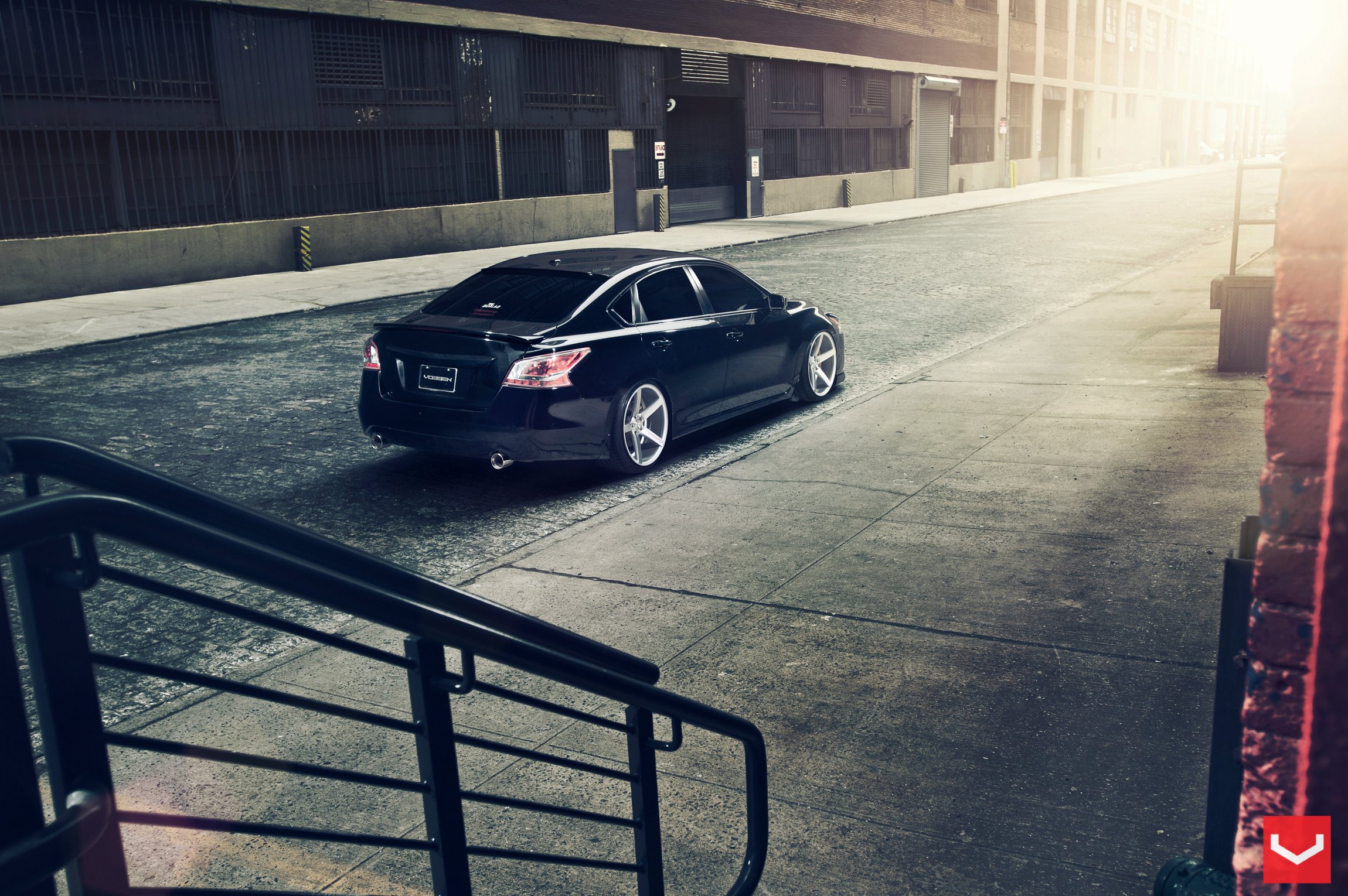 Factory Style Rear Spoiler on Black Nissan Altima - Photo by Vossen