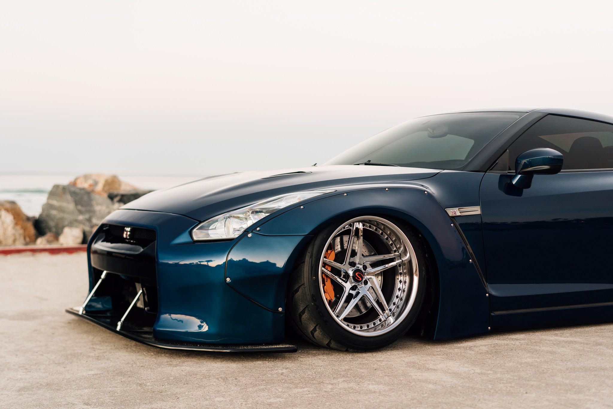 Dark Blue Nissan GT-R with Aftermarket Fender Flares - Photo by Zachary Lenfest
