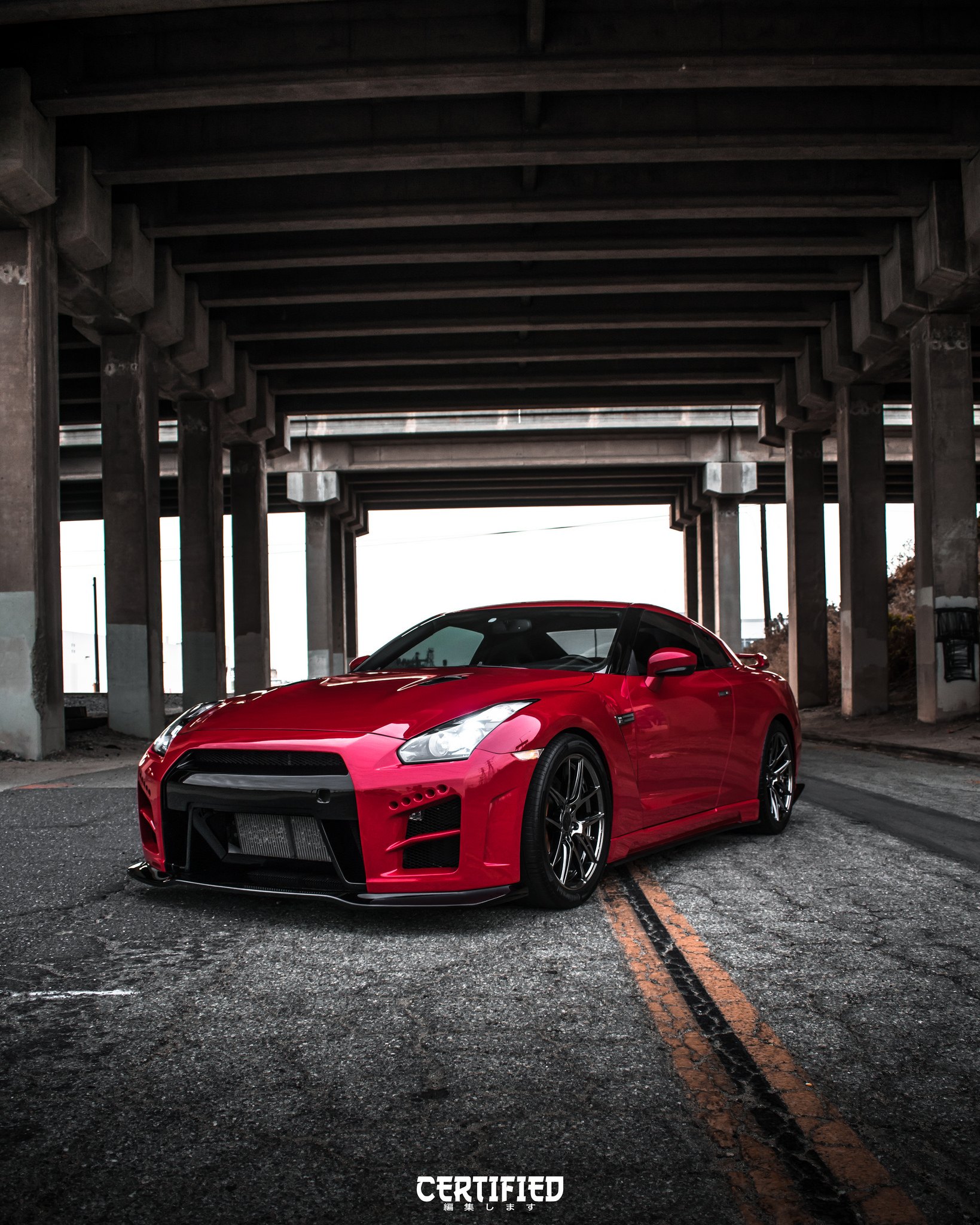 Crystal Clear Headlights on Red Nissan GT-R - Photo by Ace Alloy Wheels