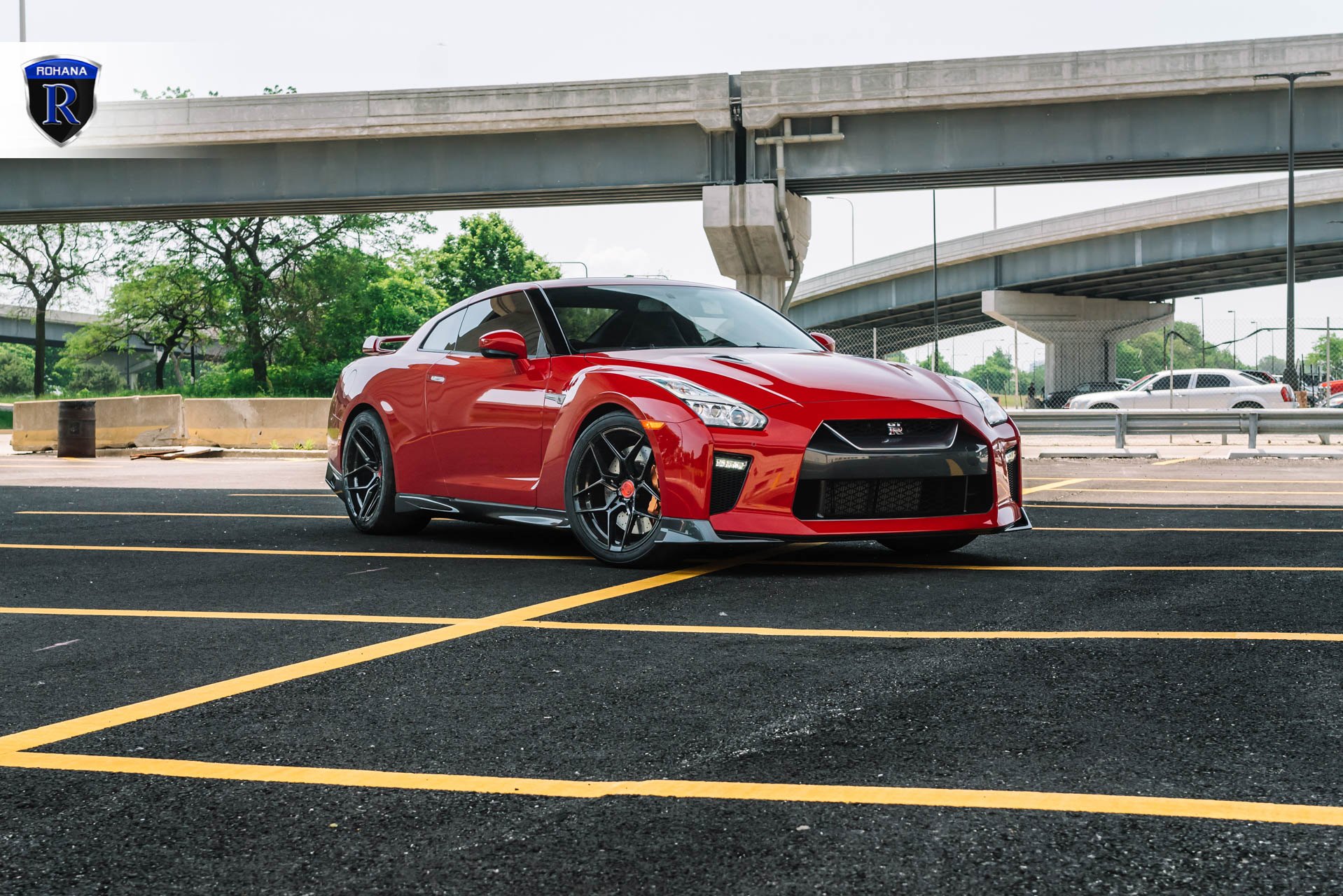 Red Nissan GT-R with Crystal Clear Headlights - Photo by Rohana Wheels