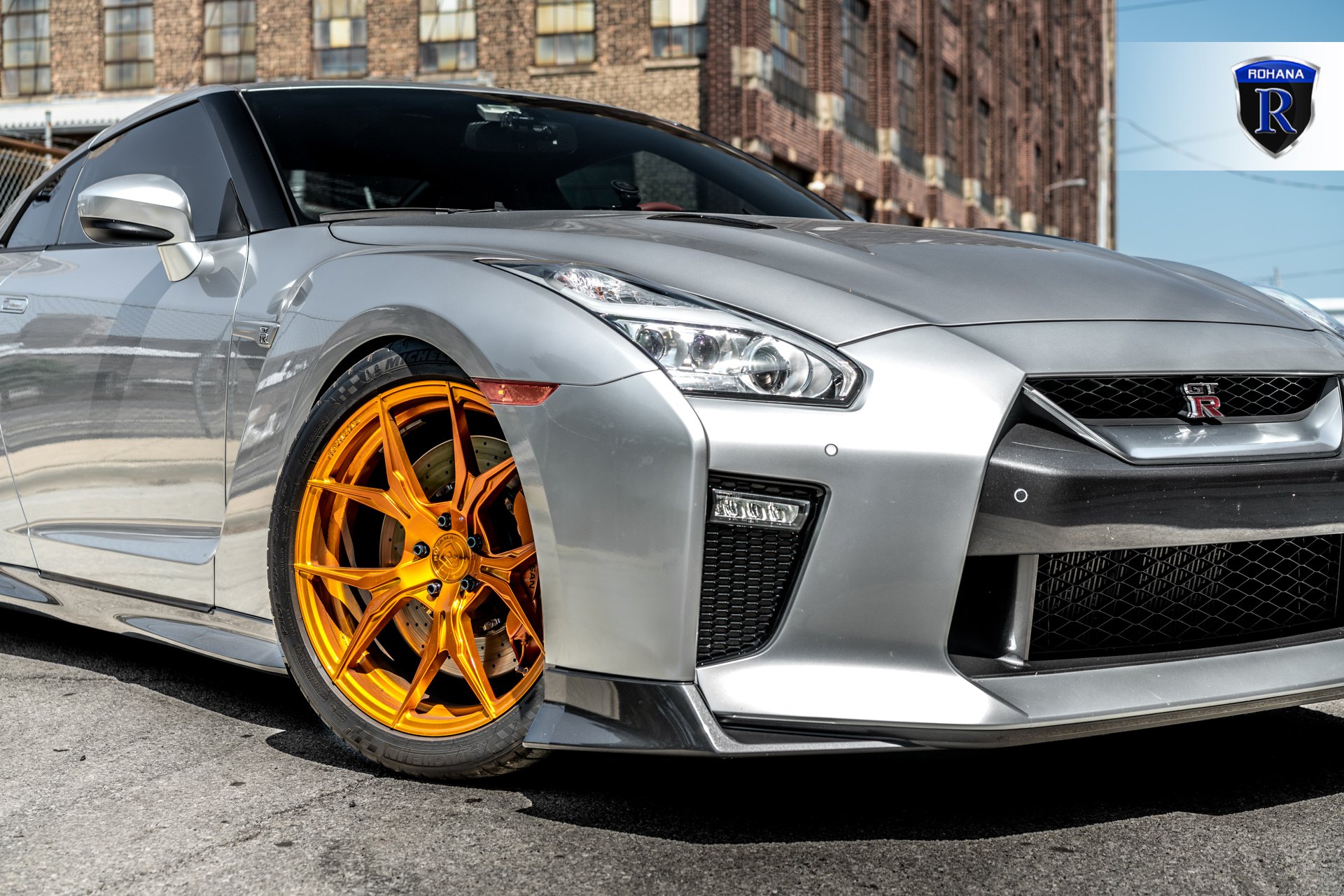 Silver Nissan GT-R with Custom Front Bumper - Photo by Rohana Wheels