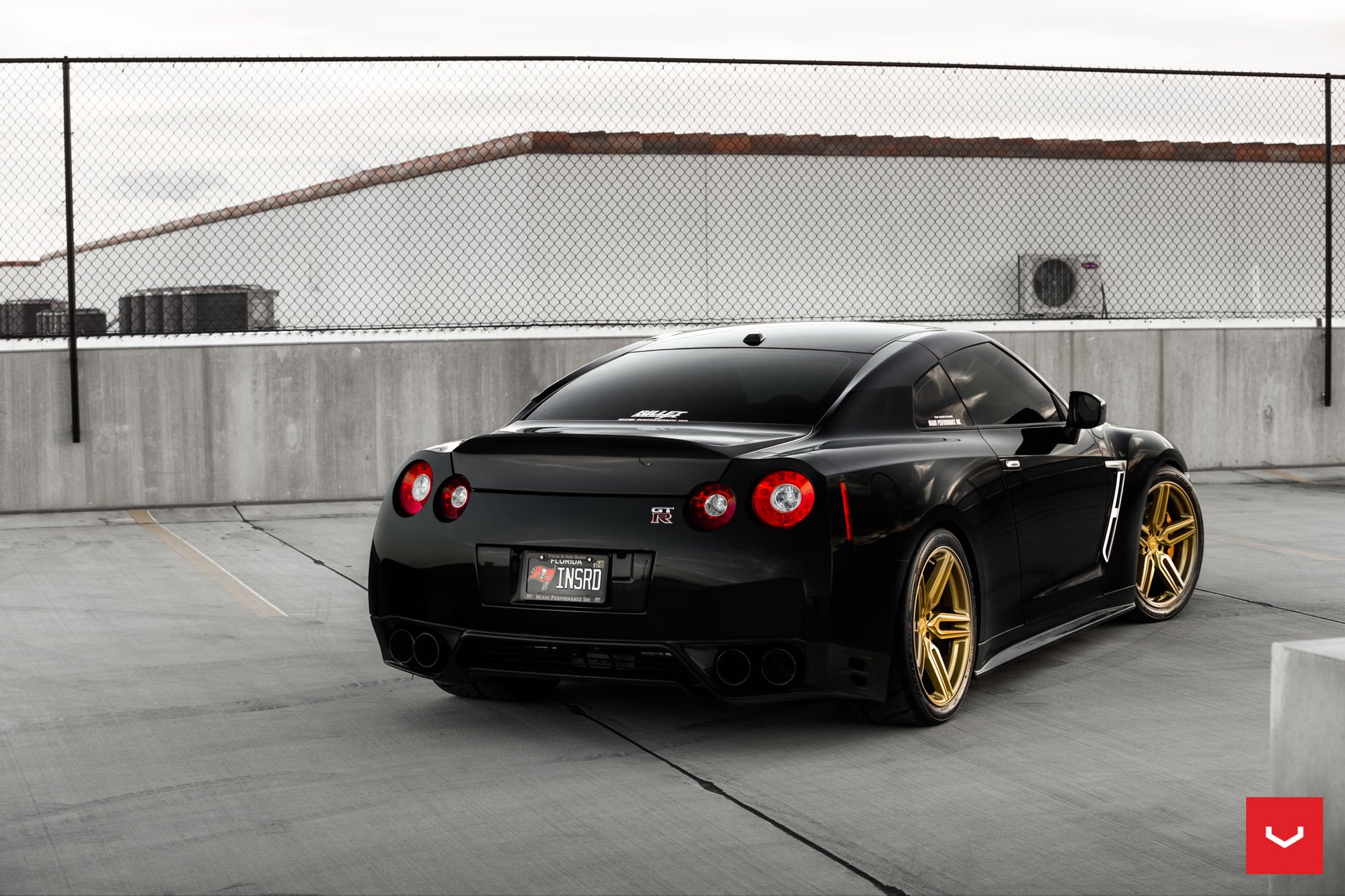 Red Clear LED Taillights on Black Nissan GT-R - Photo by Vossen