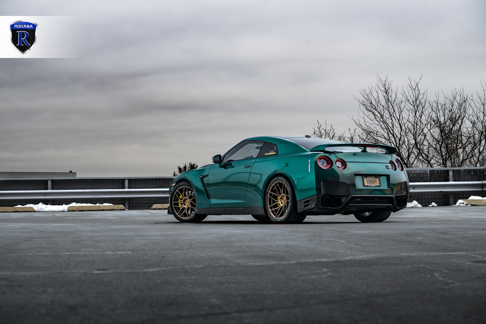 Rear Spoiler with Light on Green Nissan GT-R - Photo by Rohana Wheels