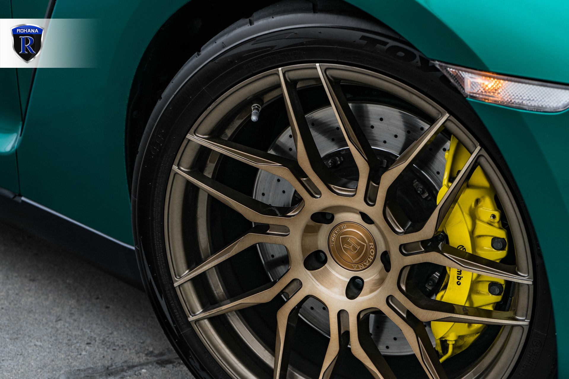 Toyo Tires on Custom Green Nissan GT-R - Photo by Rohana Wheels