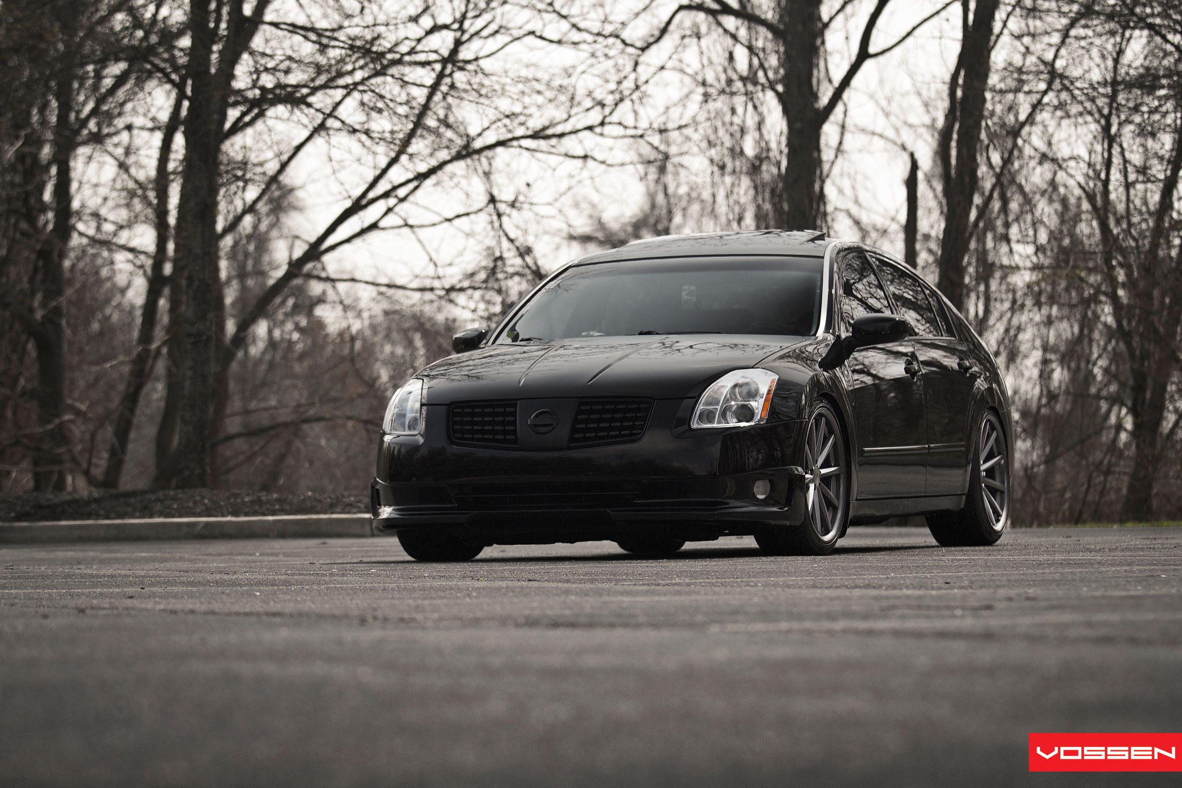 Custom Nissan Maxima with Blacked Out Grille - Photo by Vossen