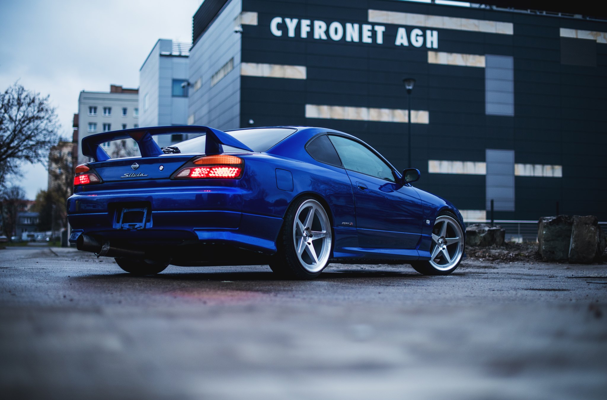 Red LED Taillights on Custom Blue Nissan Silvia - Photo by JR Wheels
