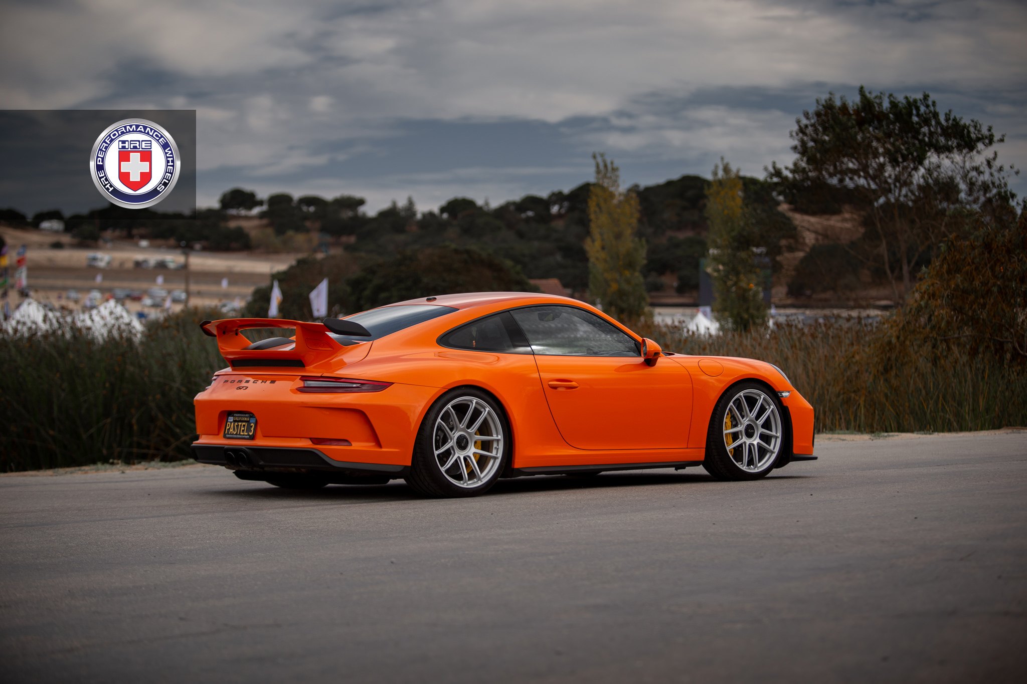 Orange Porsche 911 GT3 with Large Wing Spoiler - Photo by HRE Wheels