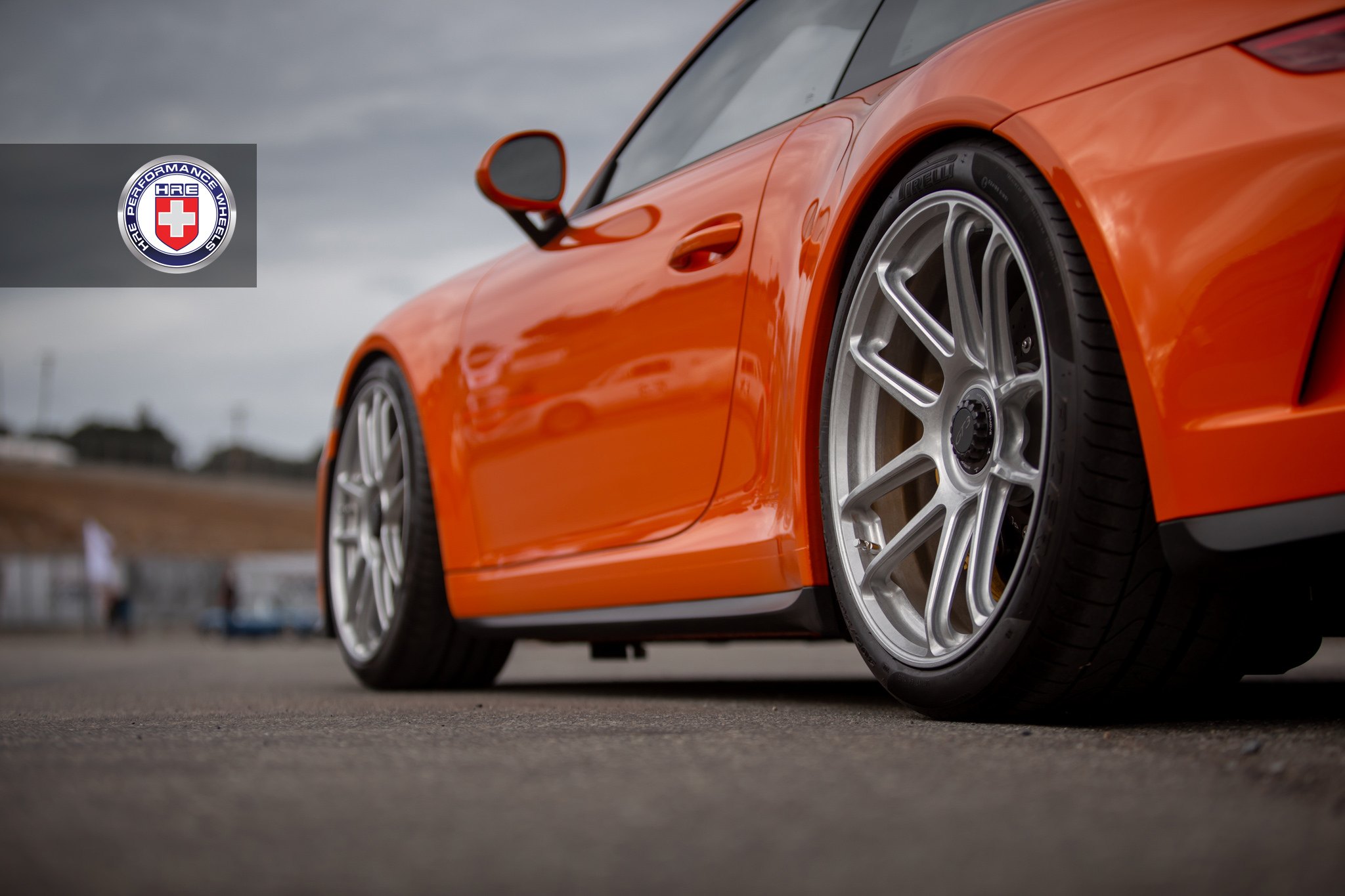 Pirelli Tires on Custom Orange Porsche 911 GT3 - Photo by HRE Wheels