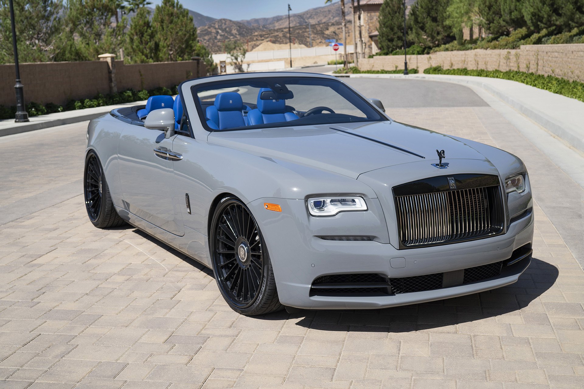 Gray Convertible Rolls Royce Dawn with Custom Front Bumper - Photo by Forgiato