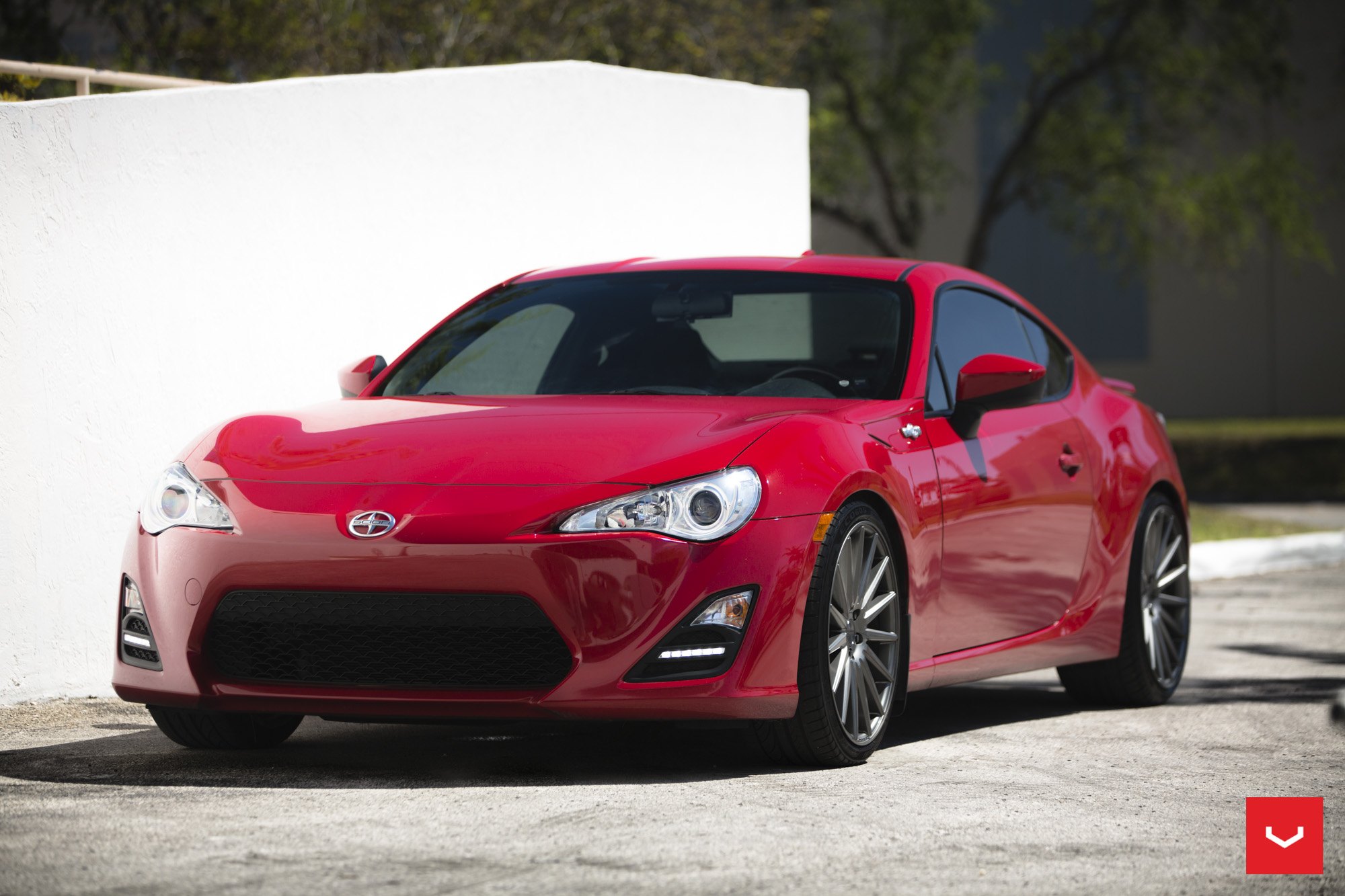 Red Scion FRS with Crystal Clear Headlights - Photo by Vossen