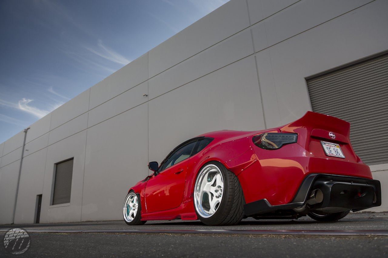 Red Smoke LED Taillights on Red Scion FRS - Photo by WORK Wheels Japan
