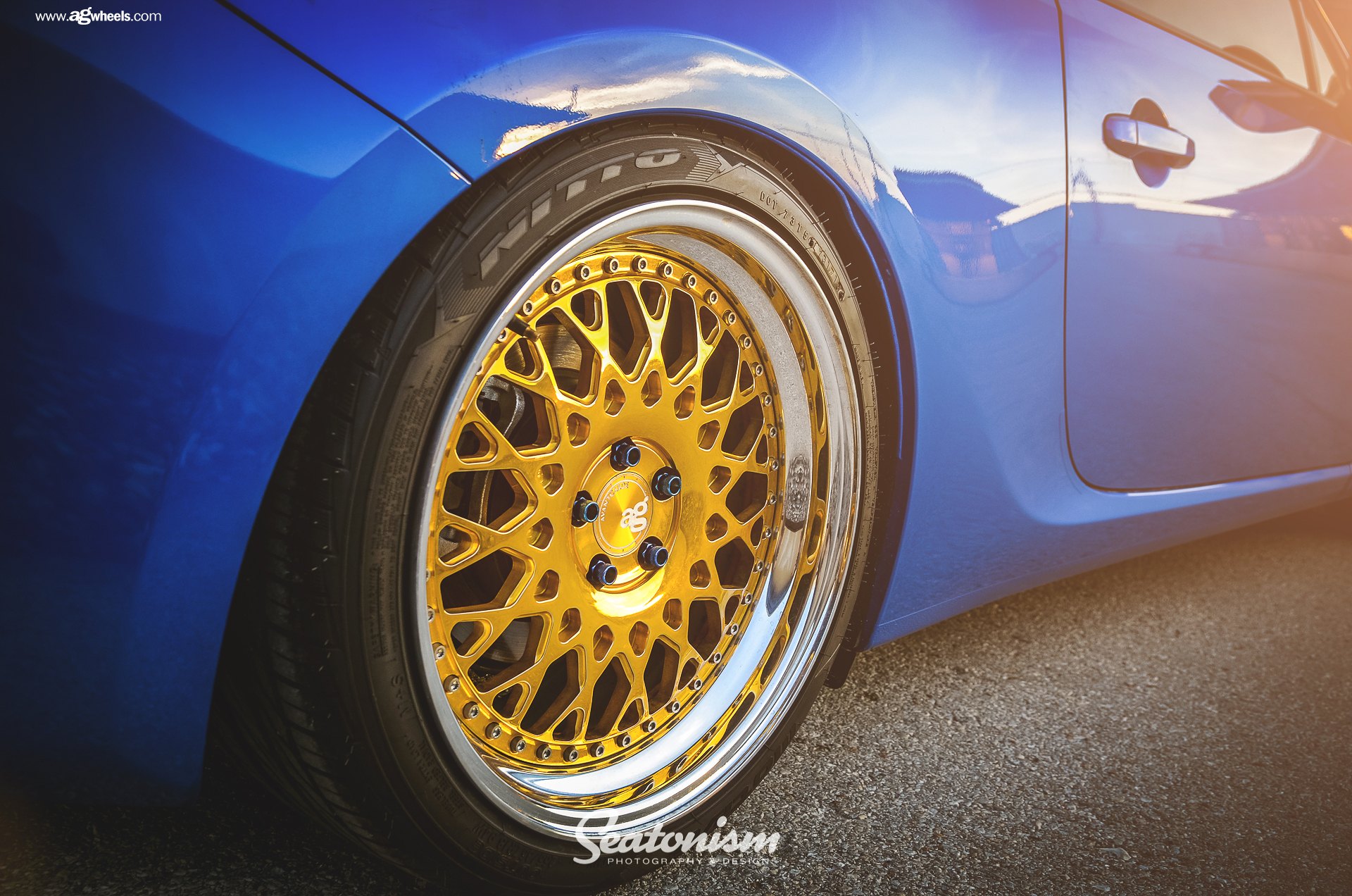 Nitto Tires on Custom Blue Subaru BRZ - Photo by Avant Garde Wheels