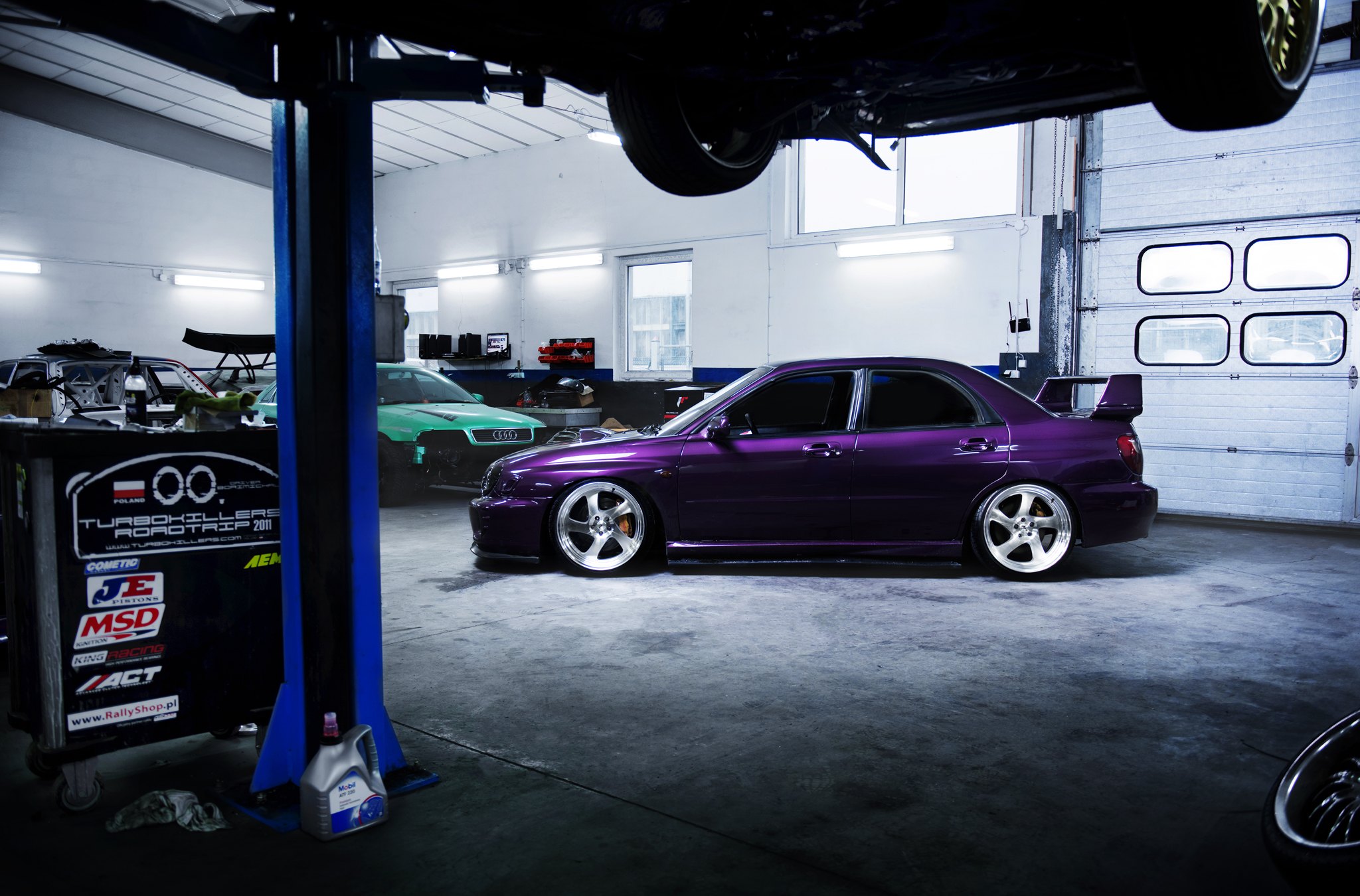 Purple Subaru WRX with Aftermarket Side Skirts - Photo by JR Wheels