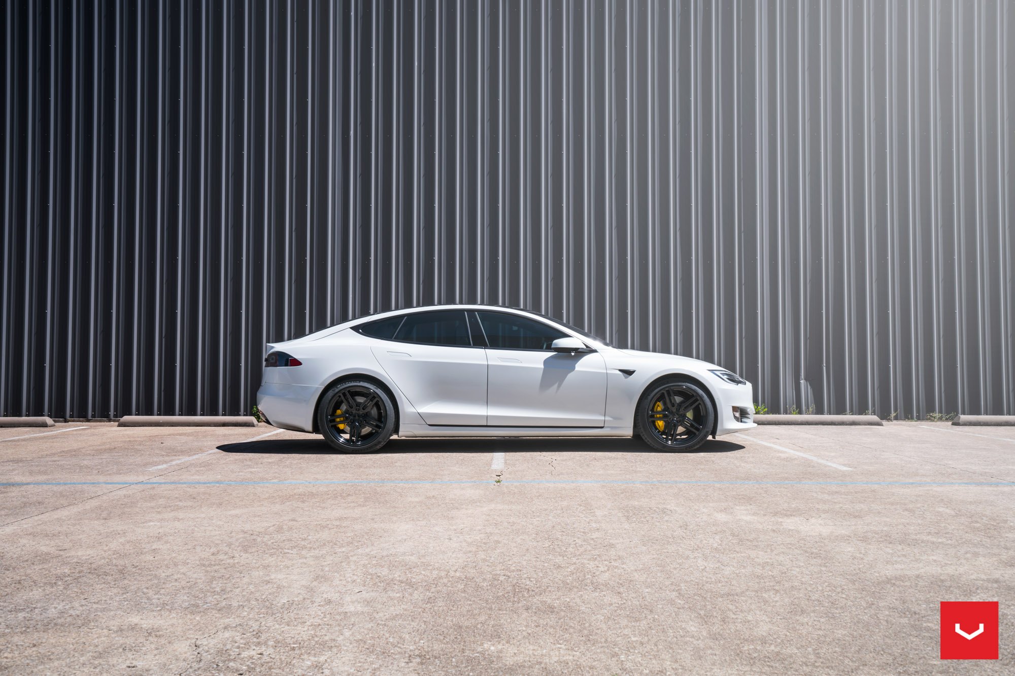 Michelin Tires on White Tesla Model S - Photo by Vossen