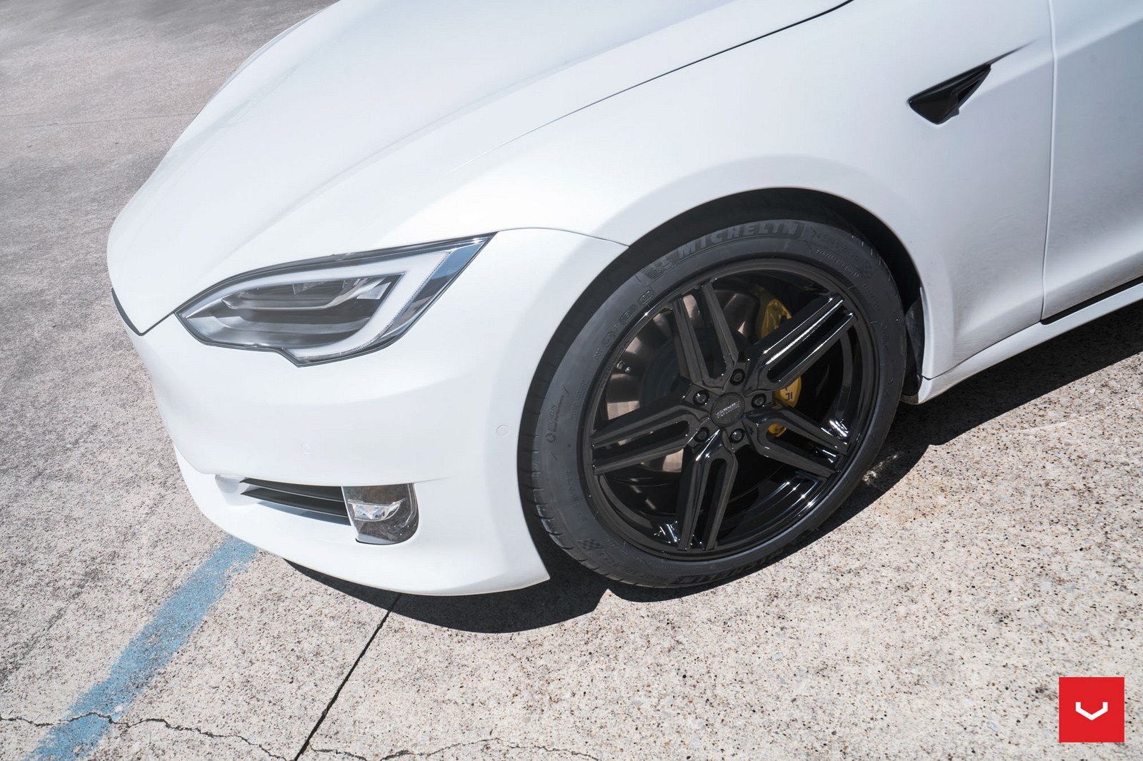 Forged Vossen Wheels on Custom White Tesla Model S - Photo by Vossen
