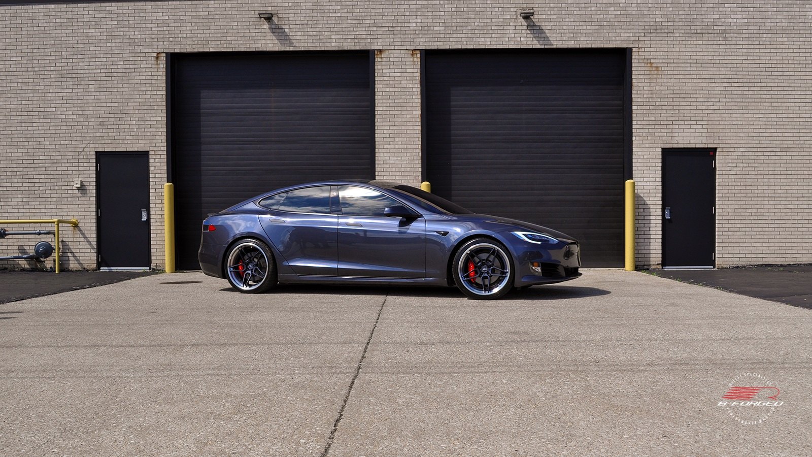Aftermarket Side Skirts on Gray Tesla Model S - Photo by B-Forged Performance Wheels