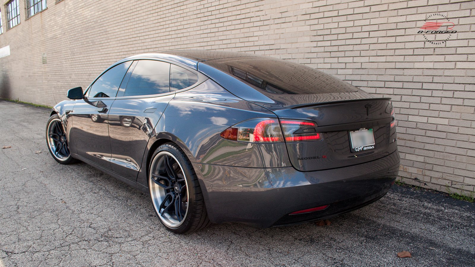 Gray Tesla Model S with Matte Black B-Forged Wheels - Photo by B-Forged Performance Wheels
