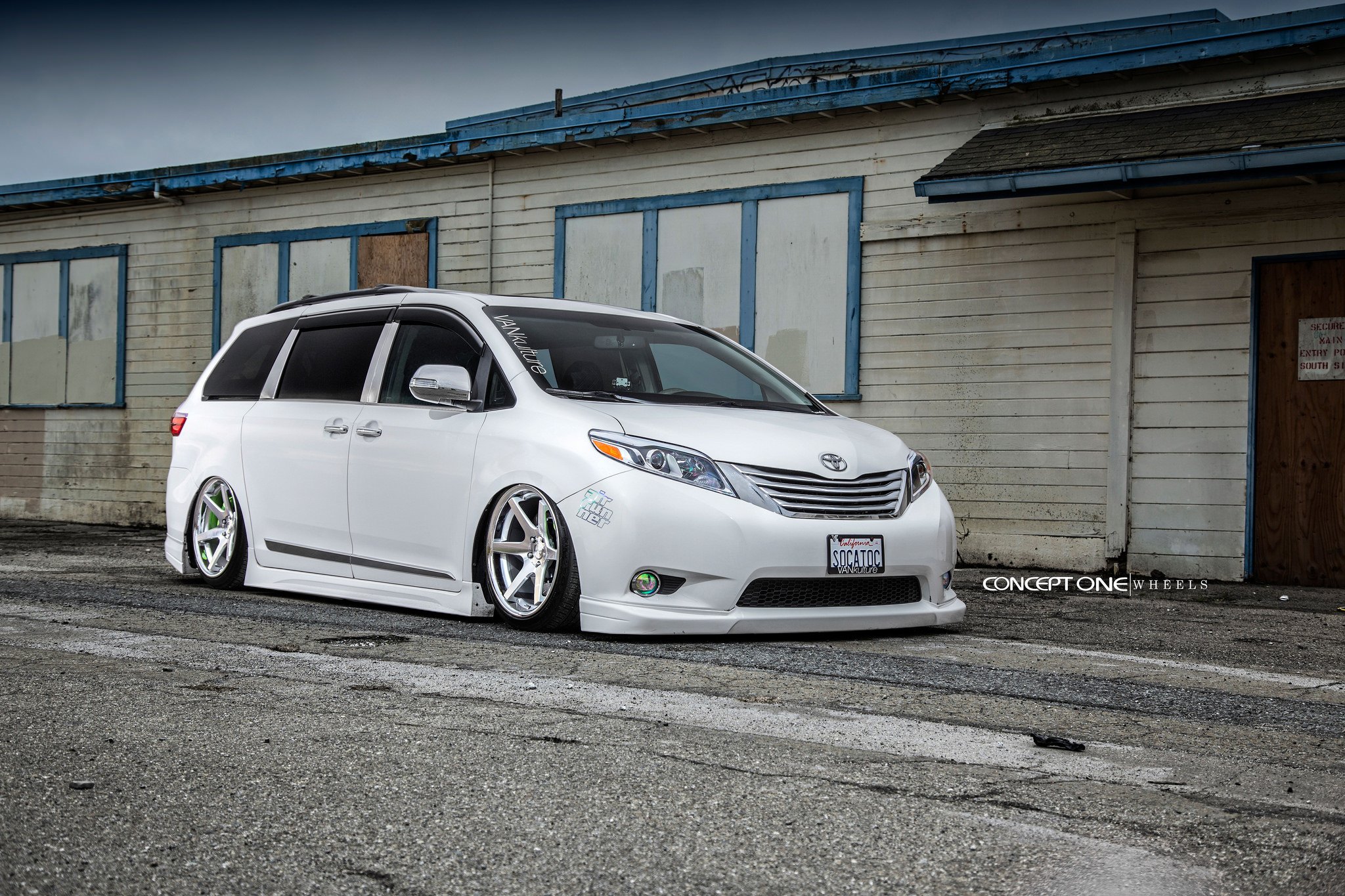 Custom Lowered White Toyota Sienna - Photo by Concept One