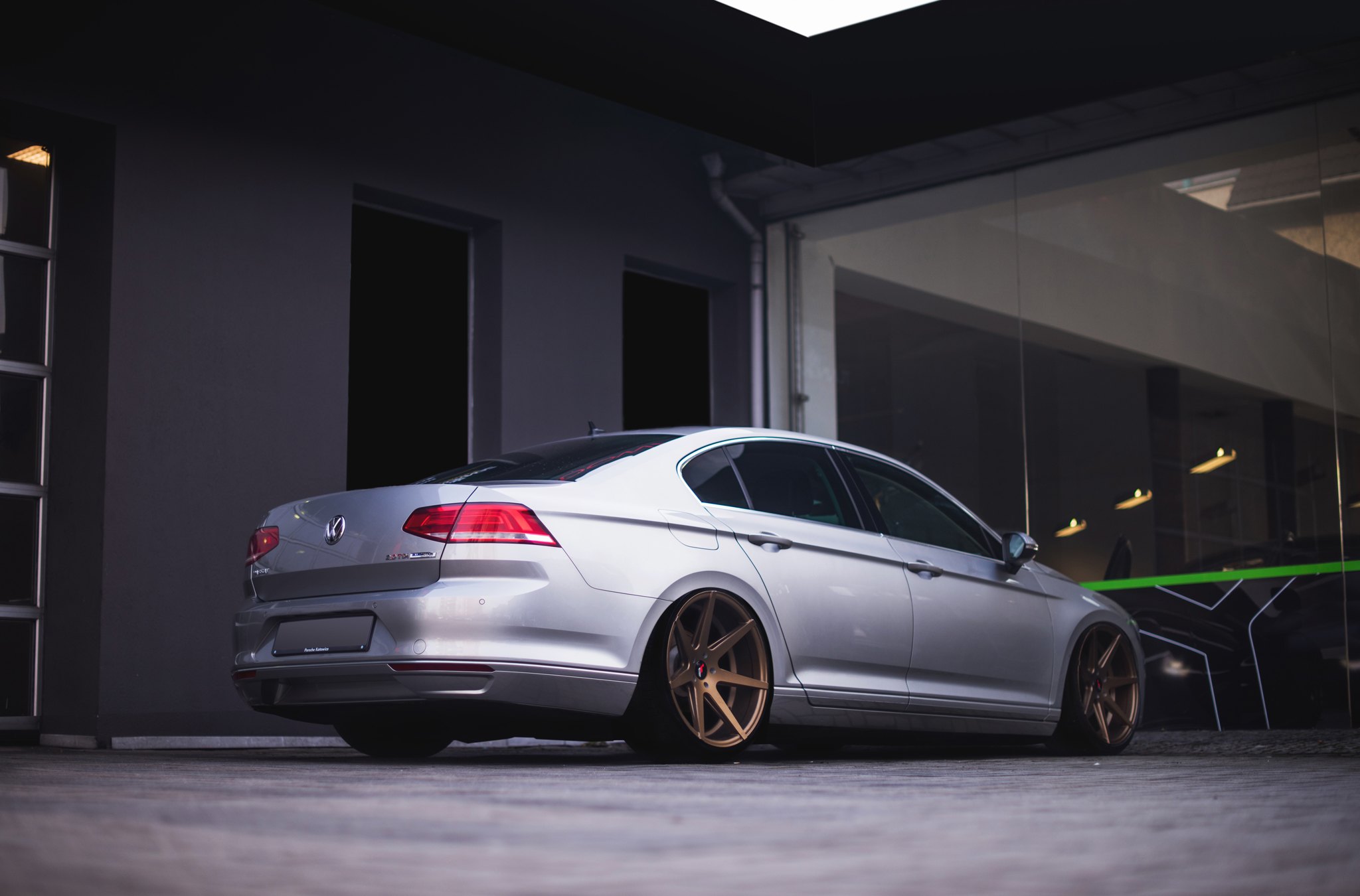 Gray VW Passat with Red LED Taillights - Photo by JR Wheels